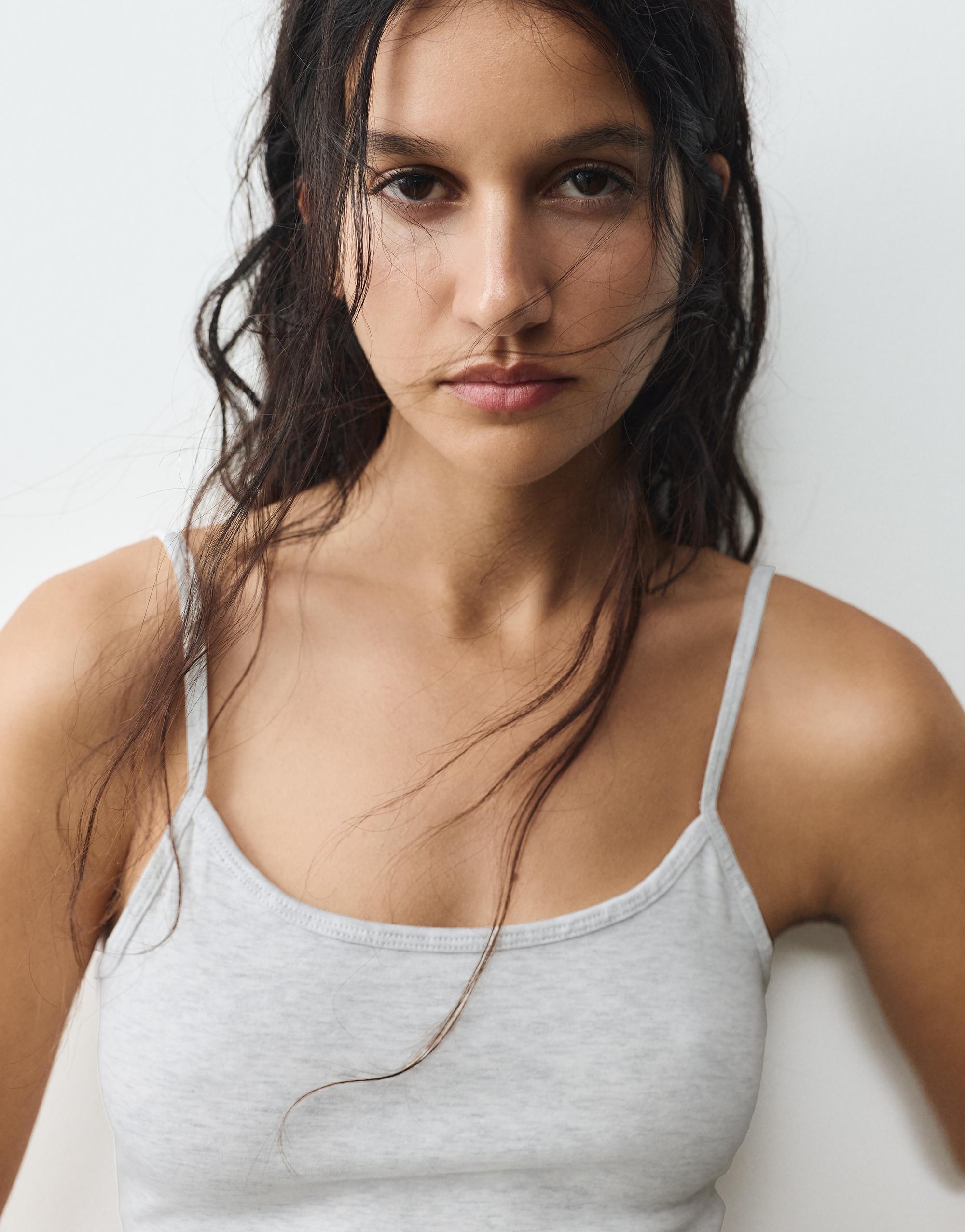 Thin strap top — Grey marl