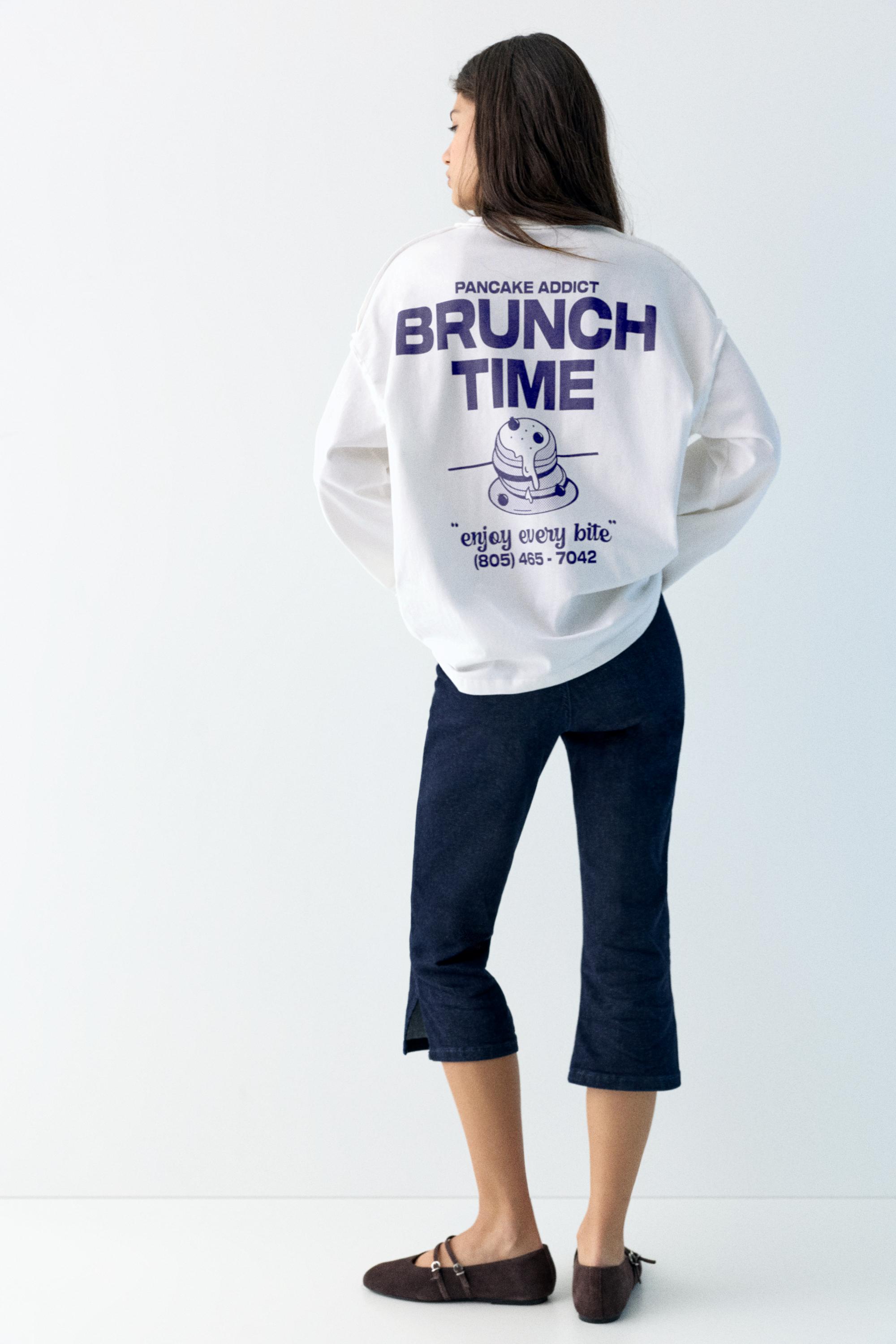 Pancake grafik baskılı t-shirt - Görsel 6