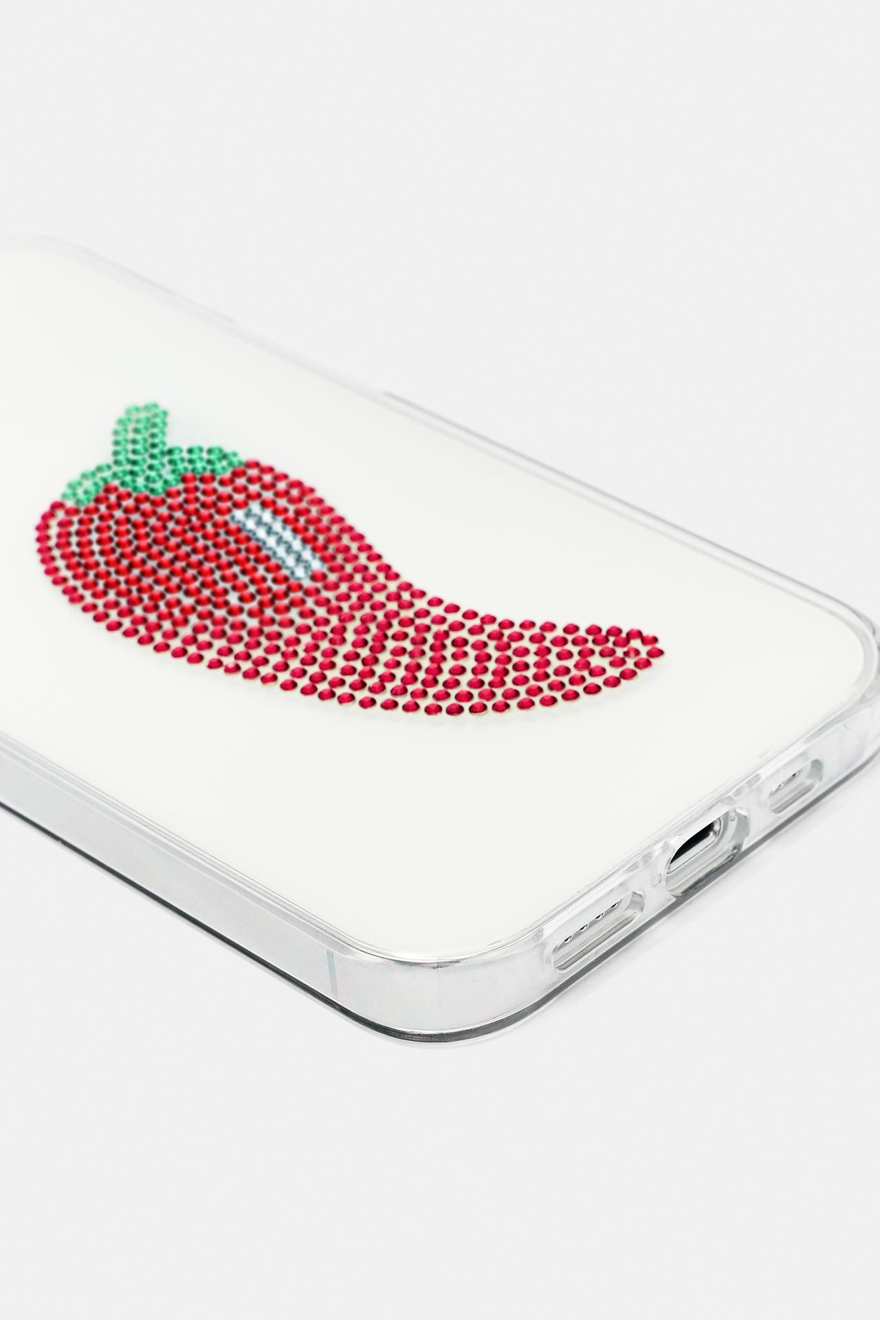Rhinestone chilli iPhone case — Red