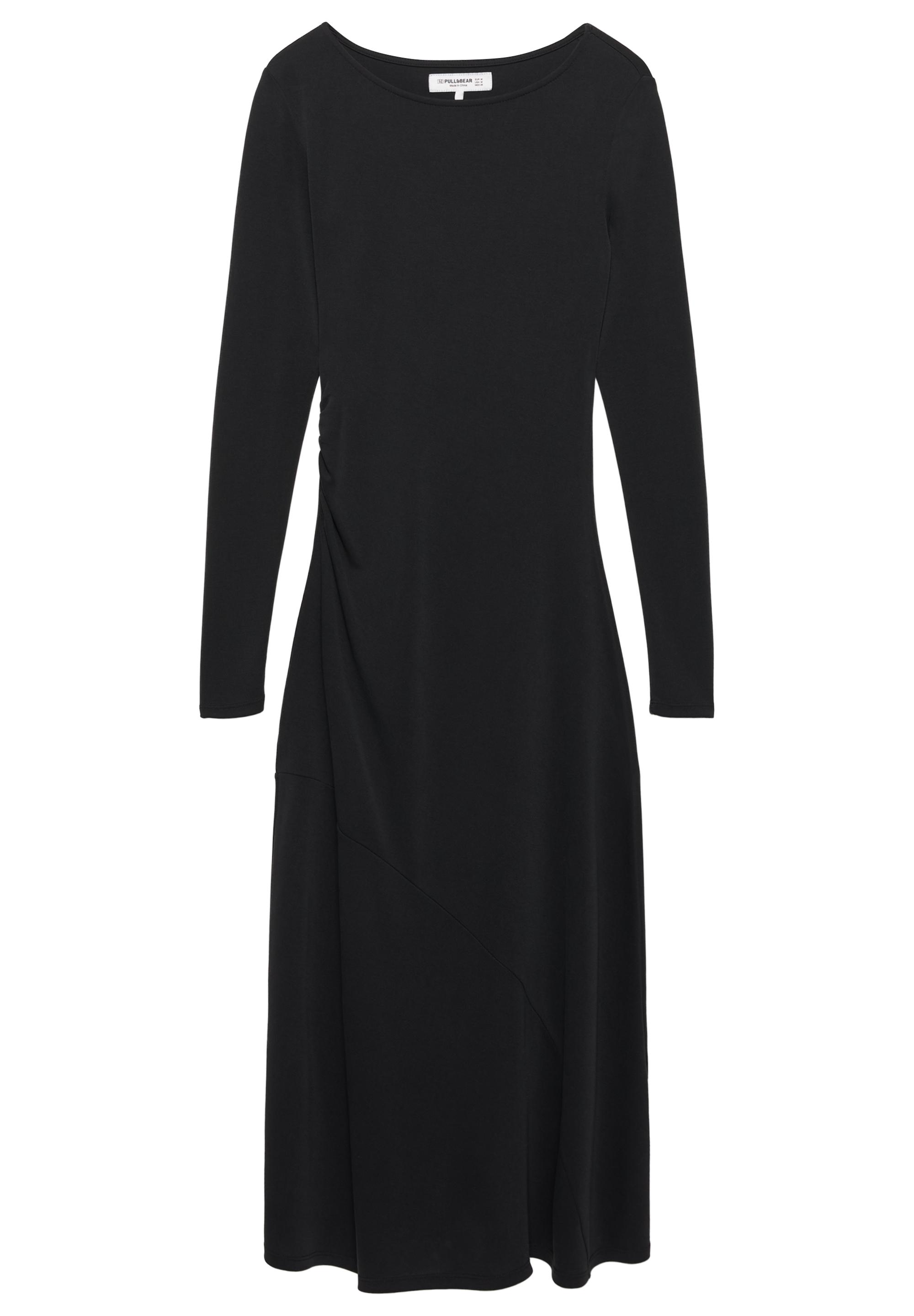 Fluid draped cupro midi dress — Anthracite grey