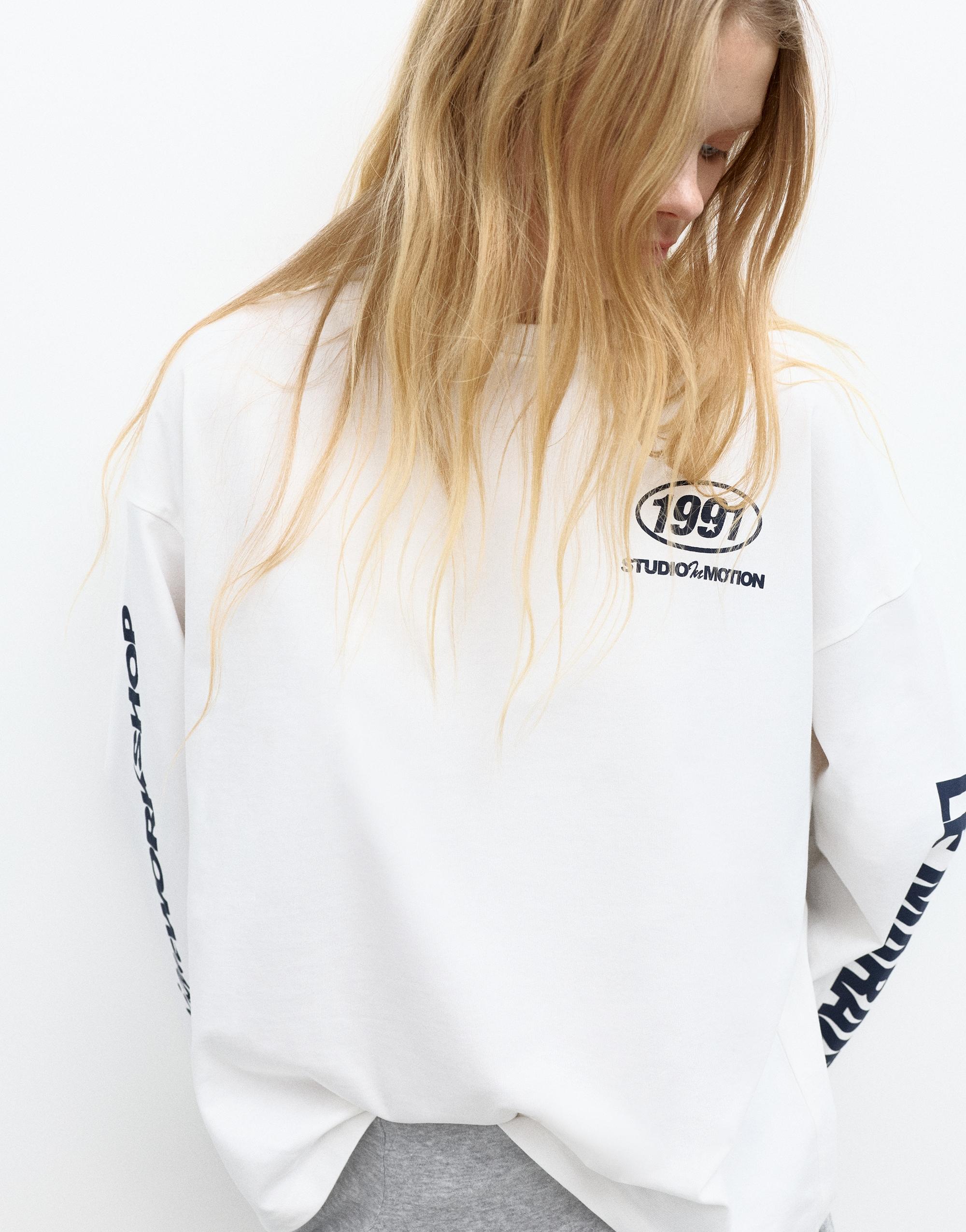 Uzun kollu grafik baskılı tişört - Görsel 16