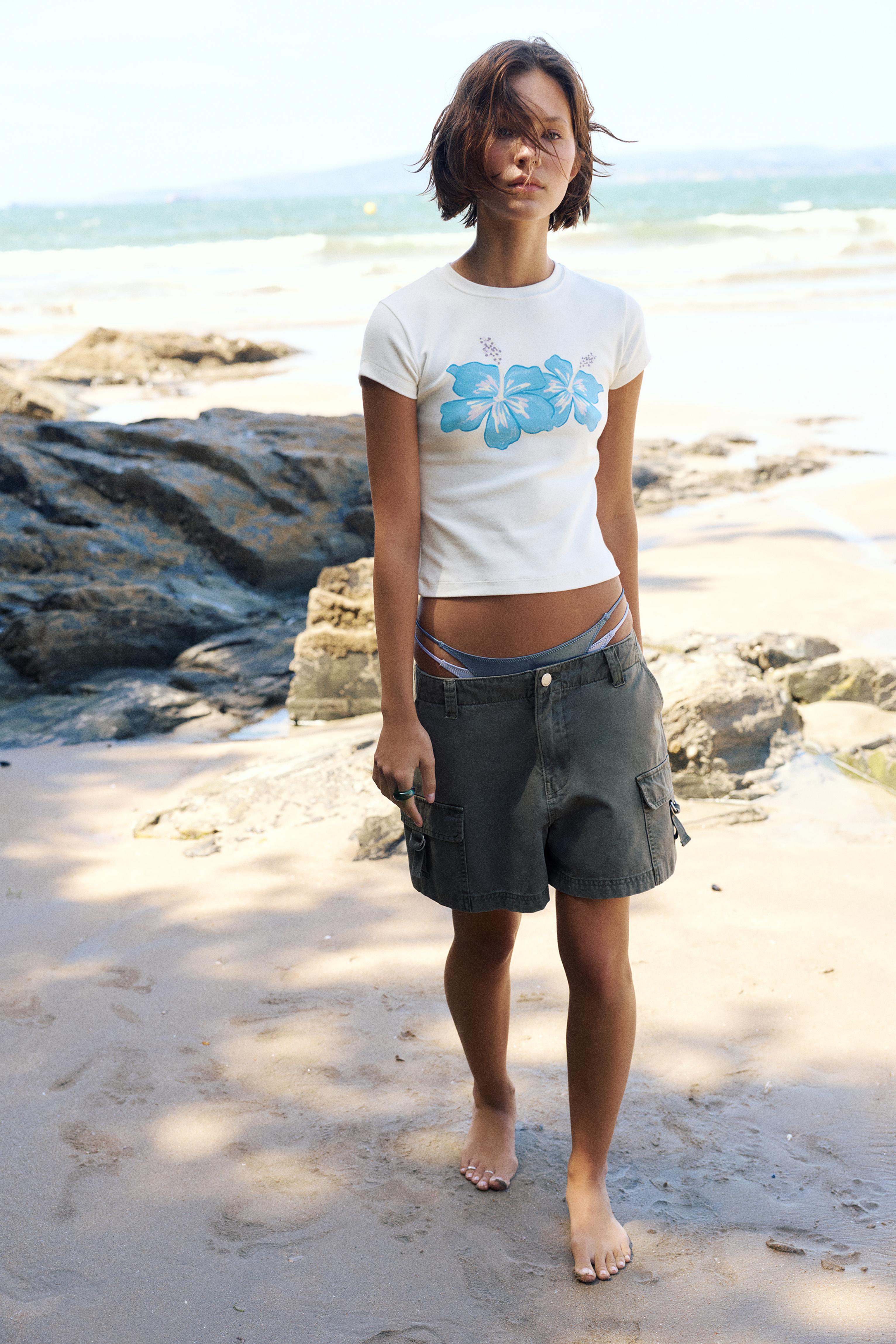 Hibiscus floral T-shirt — White