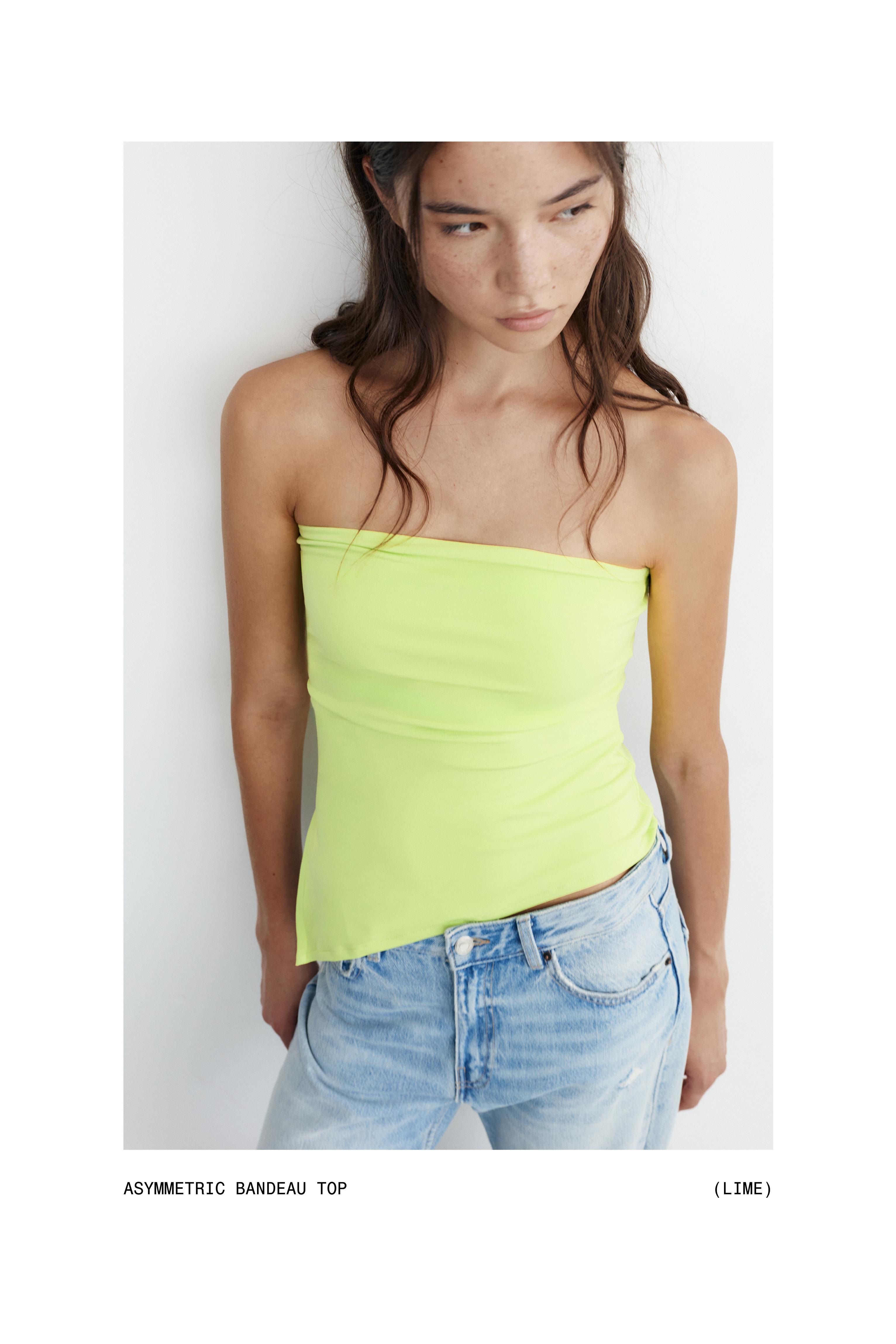 Asymmetric bandeau top — Lime