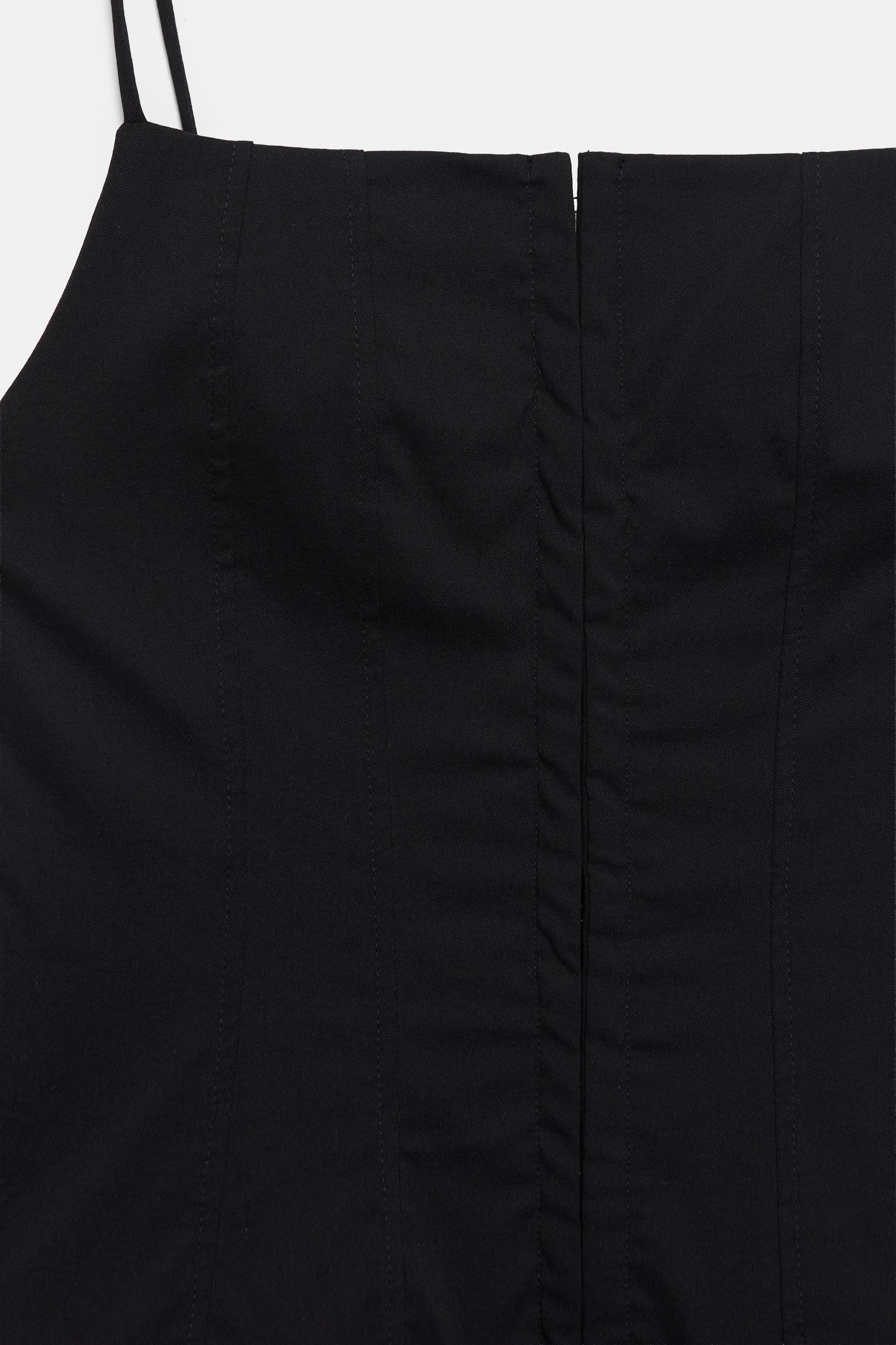 Short corsetry-inspired strappy dress — Black