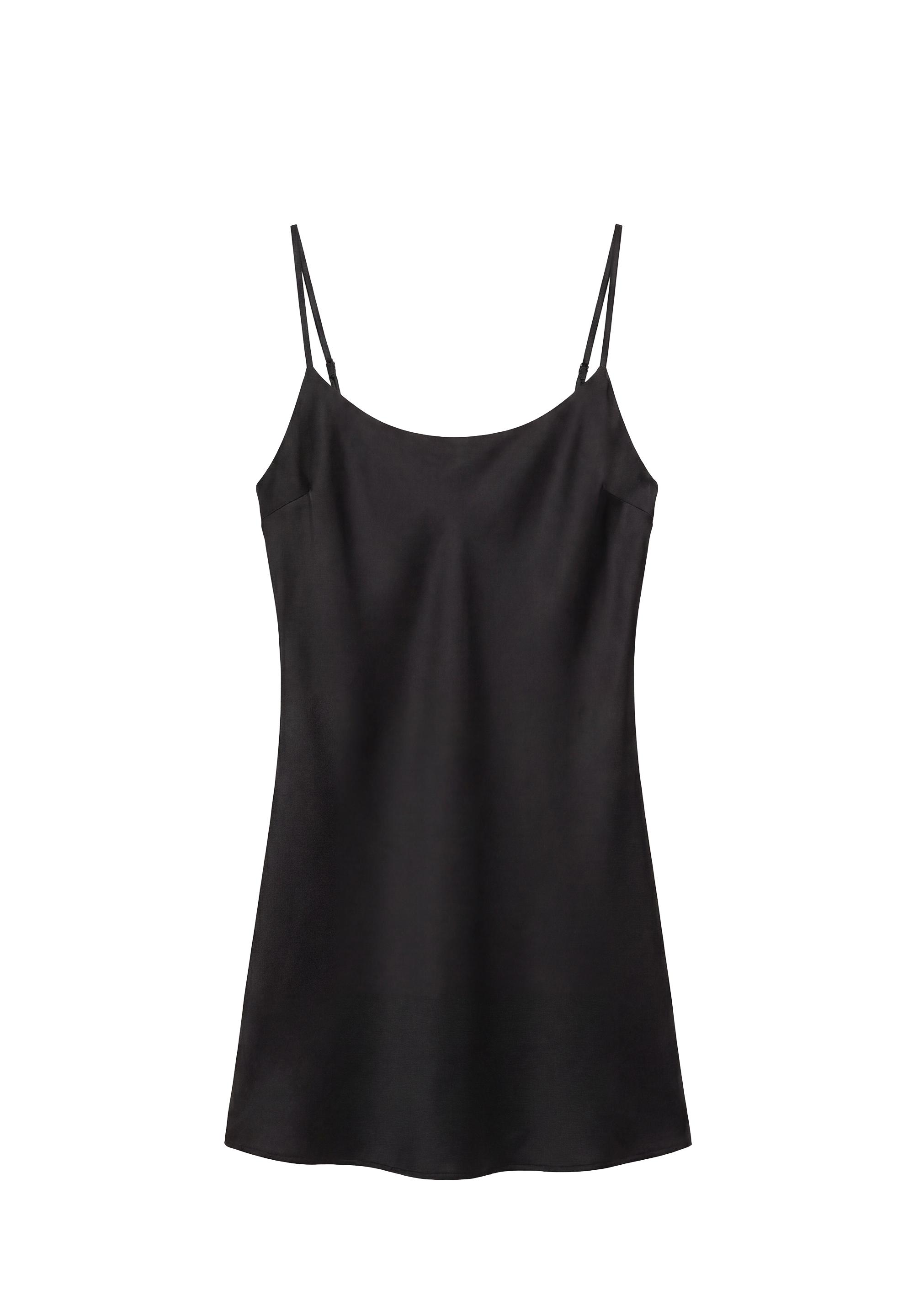 Short satin strappy dress — Black