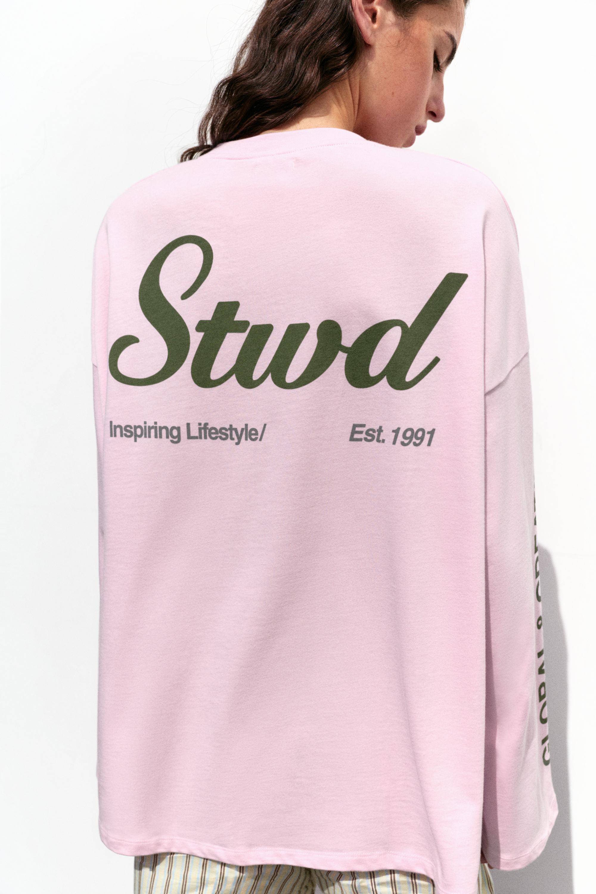 Long sleeve STWD T-shirt — Pink/White