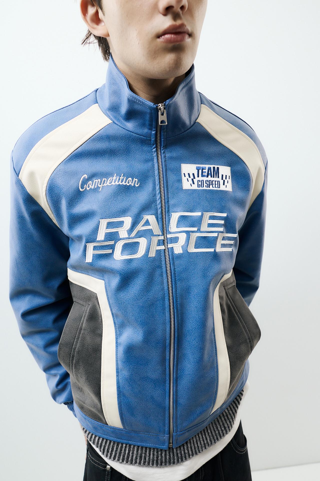 Race Force leather-effect jacket — Blue