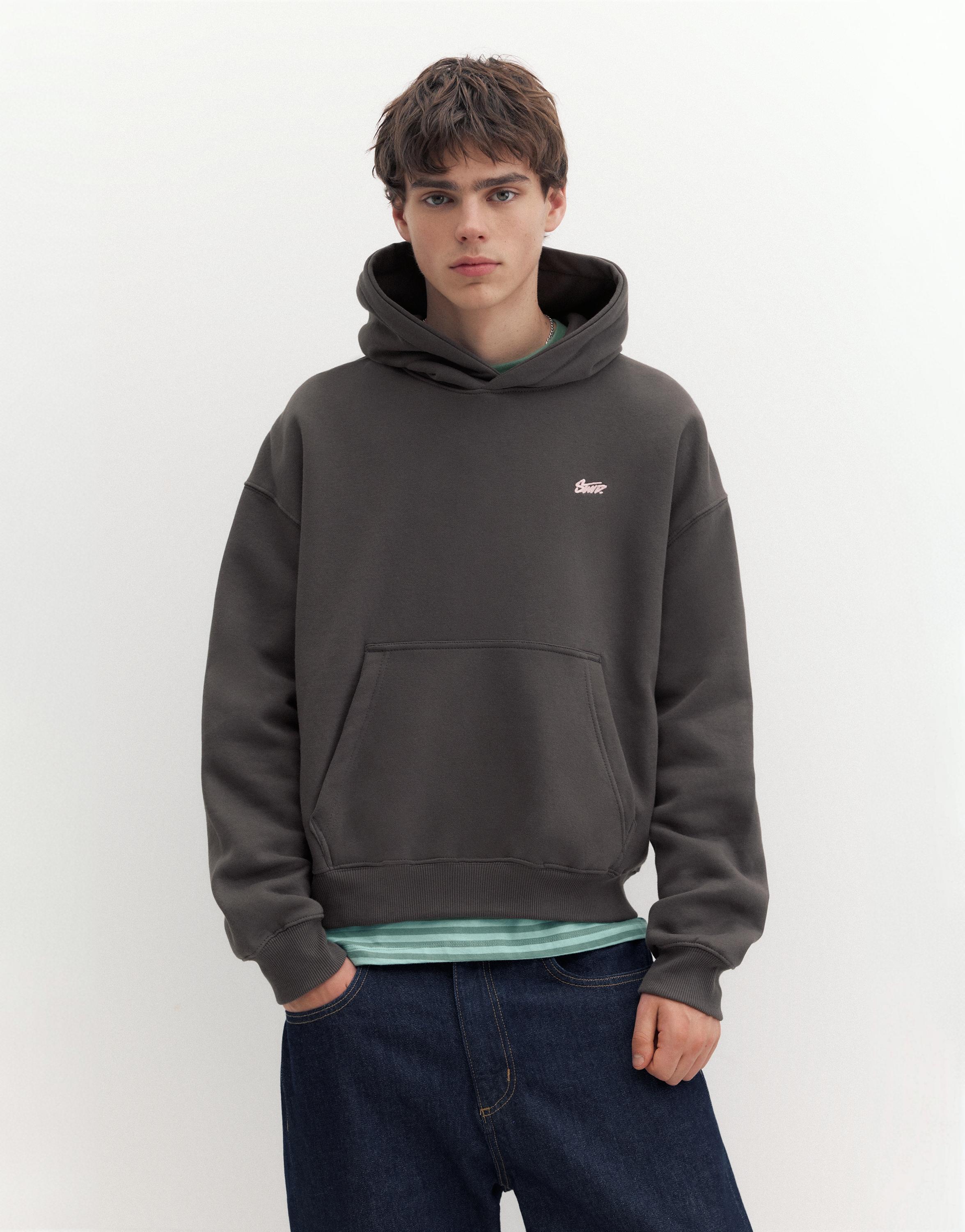 STWD logo boxy hoodie — Anthracite grey