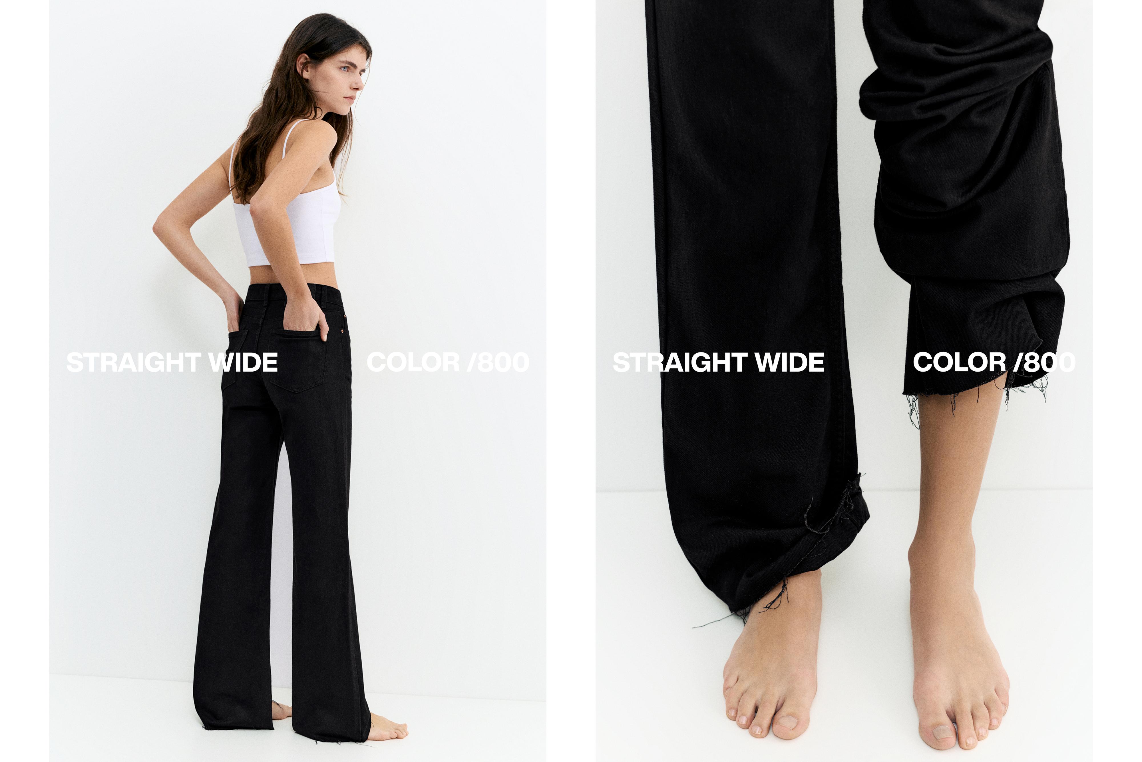 High-waist wide straight-leg jeans — Black marl