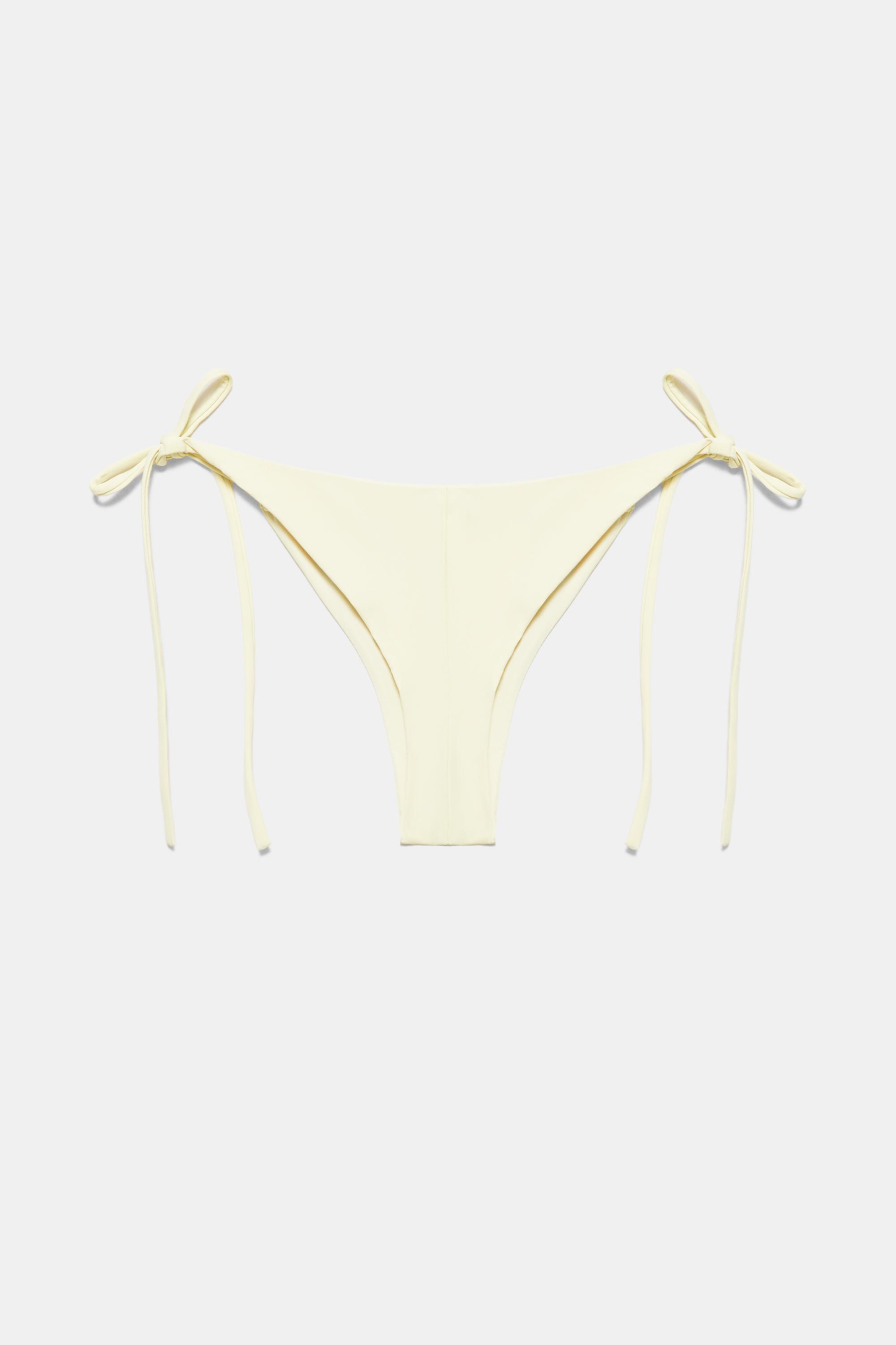 Draped bikini bottoms — Pastel yellow