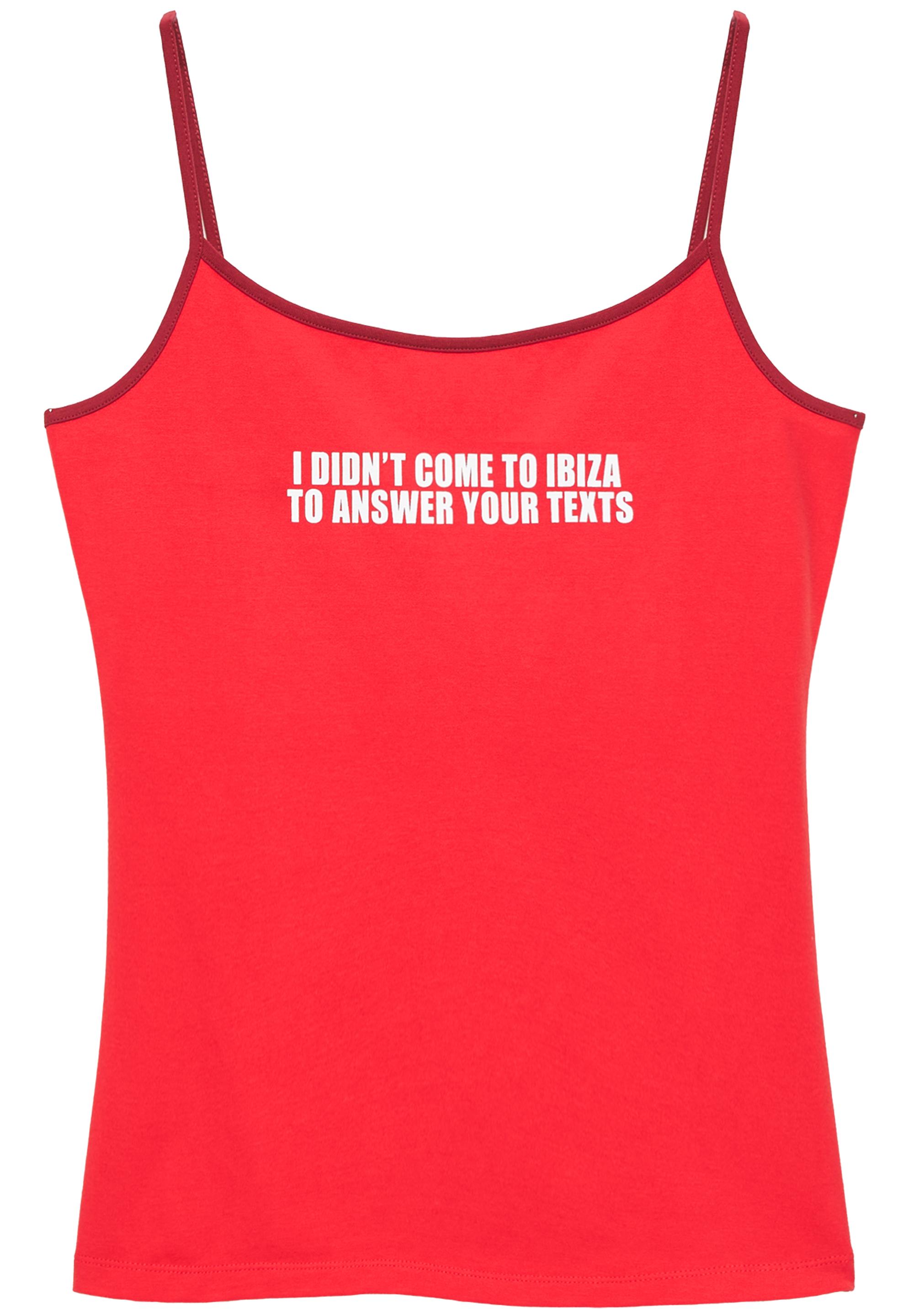Strappy top with text — Red