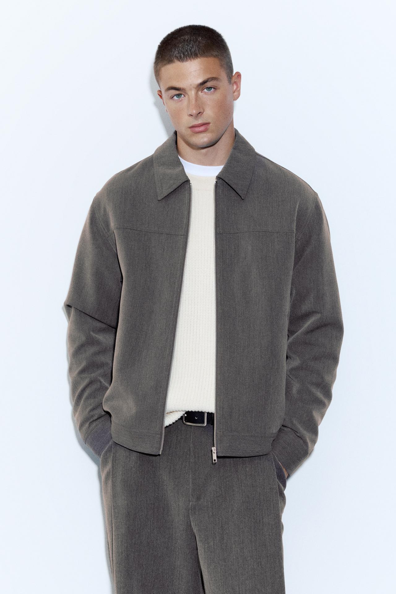 Tailored fit jacket with zip — Anthracite grey