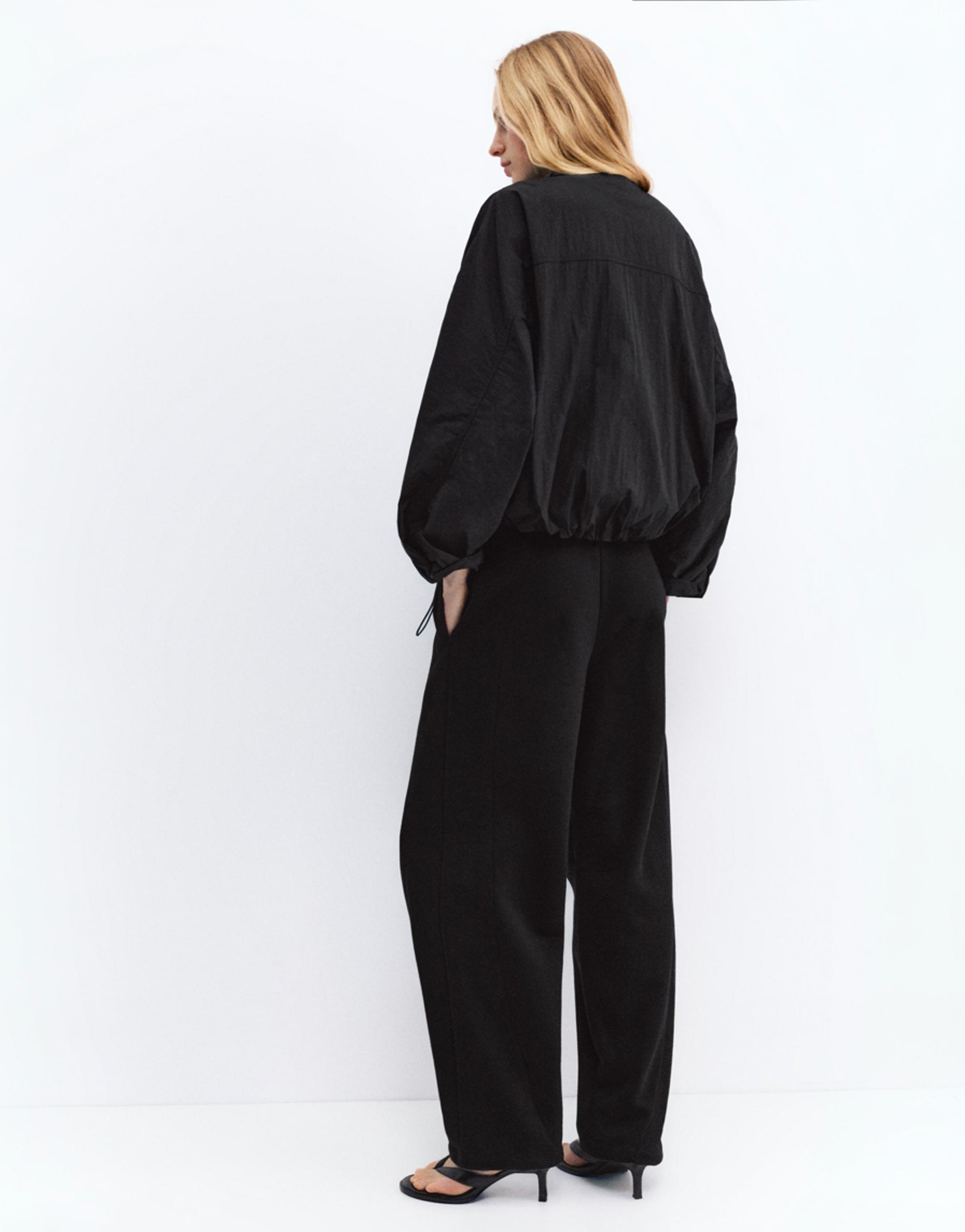 Short nylon-effect jacket — Black