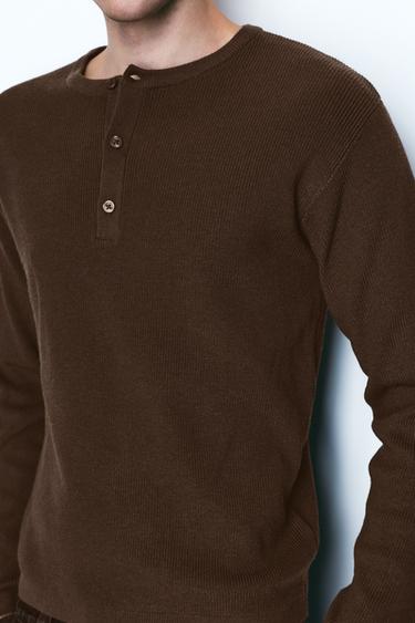 Henley collar jumper — Chocolate 4