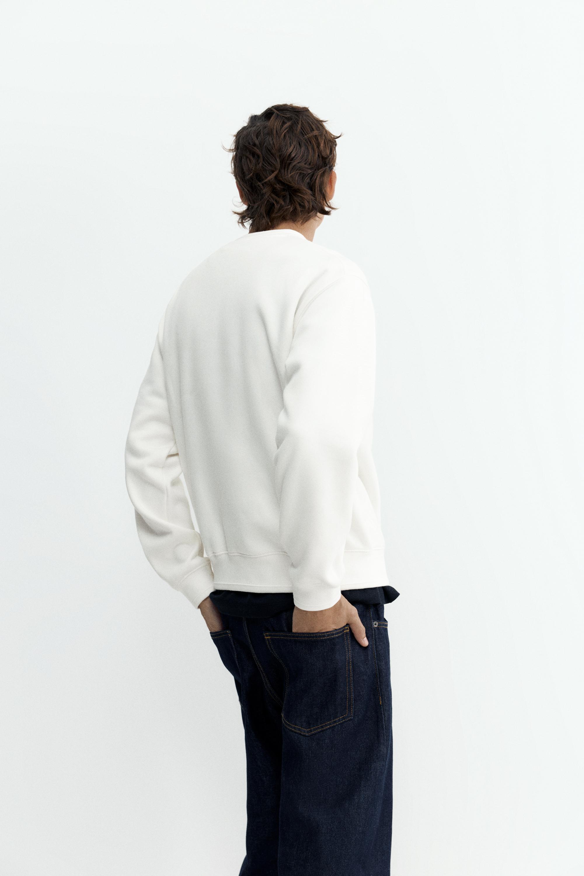 Relaxed fit round neck sweatshirt — Off white