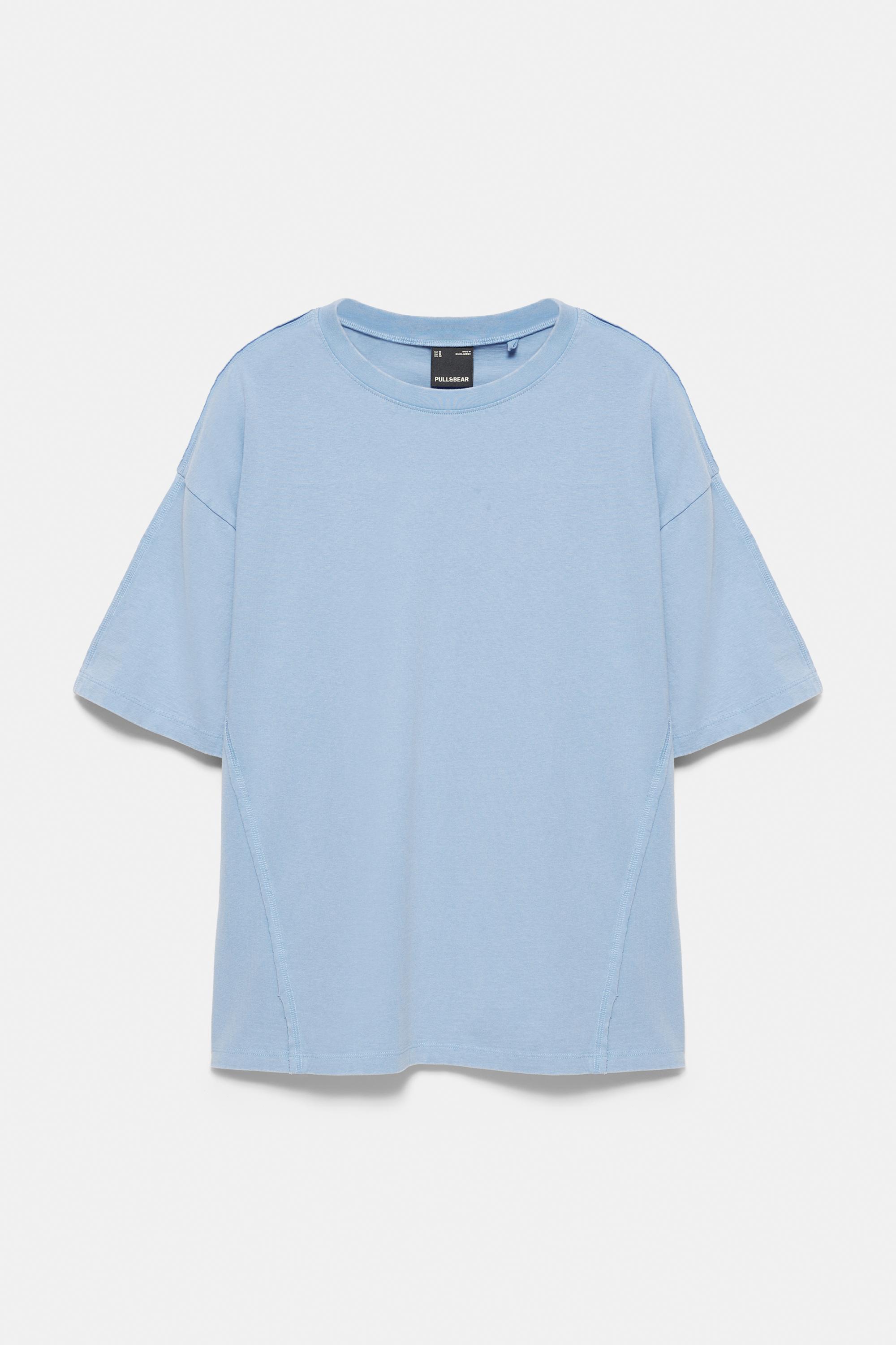 Relaxed fit overlock T-shirt — Medium blue