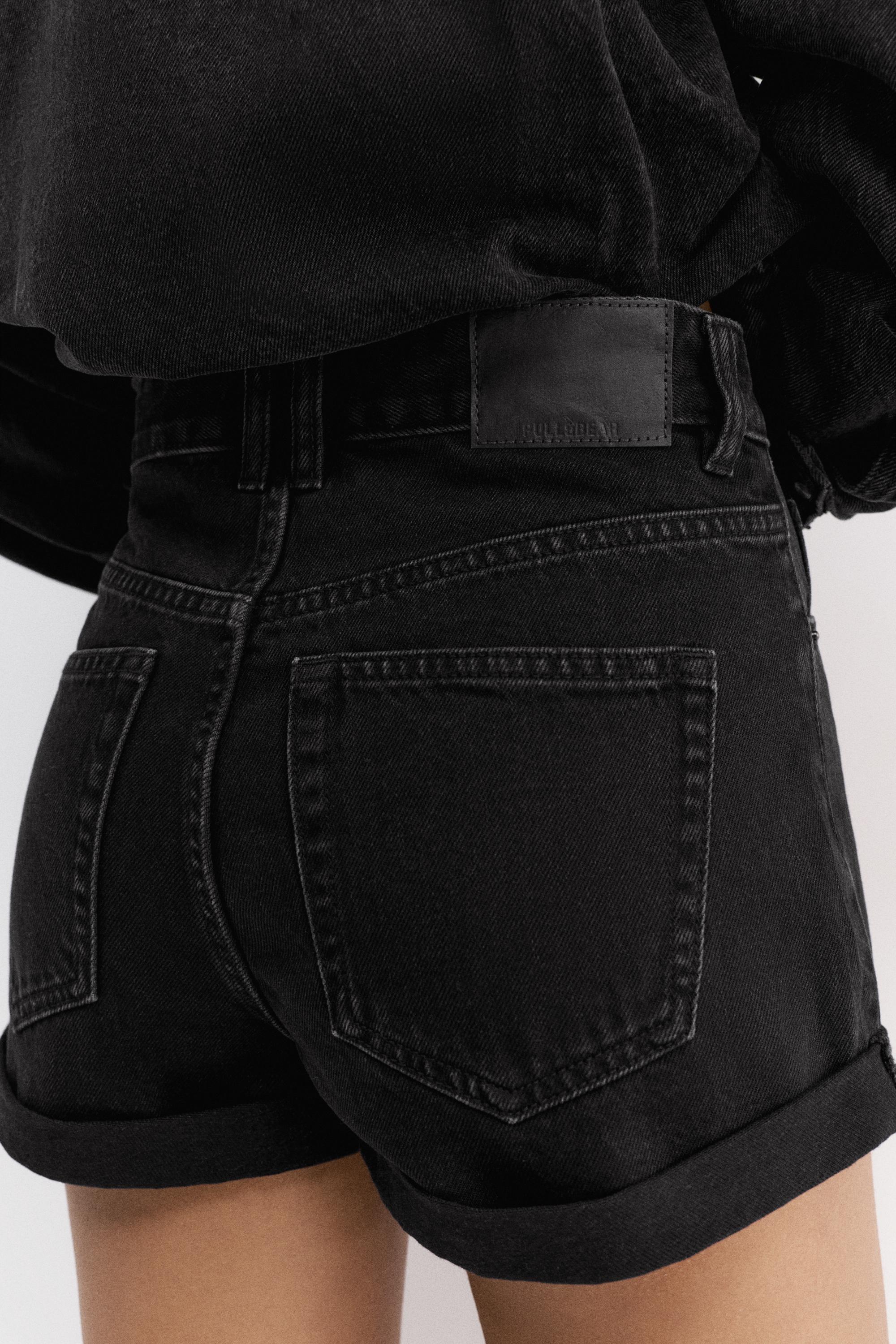 Mom fit paçası kıvrık denim şort - Görsel 93