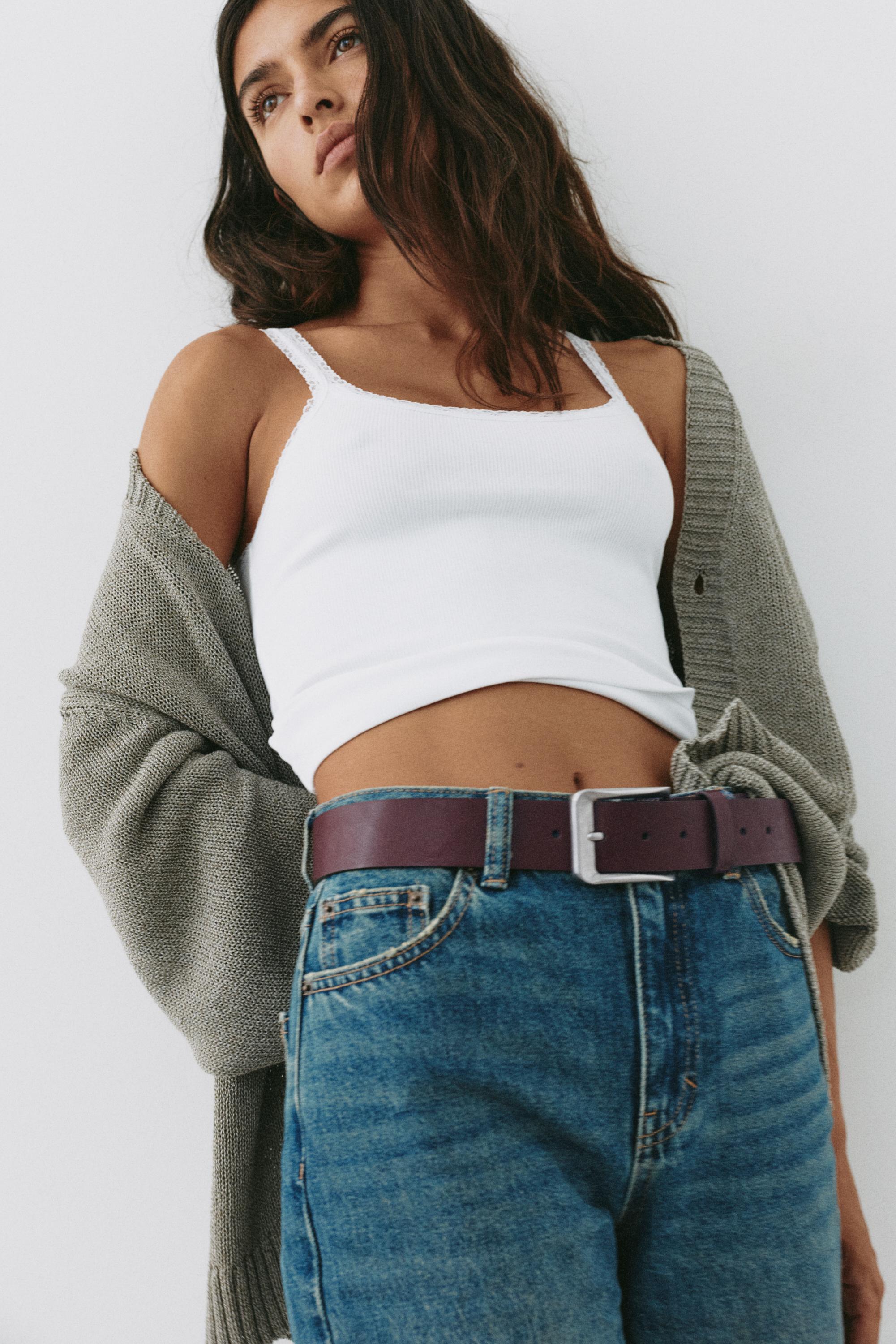 Basic leather effect belt — Maroon