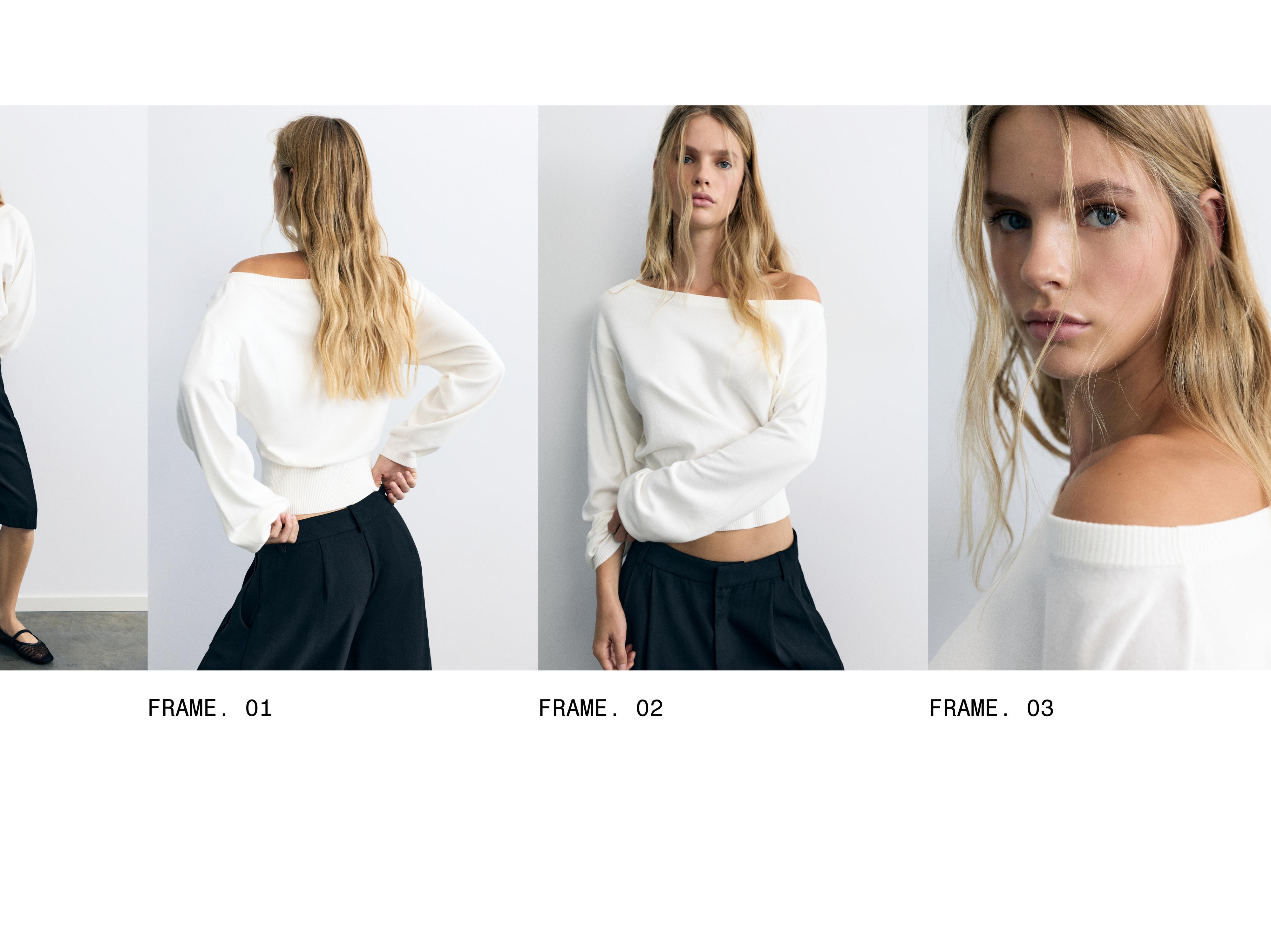 Asymmetric neck jumper — Ecru