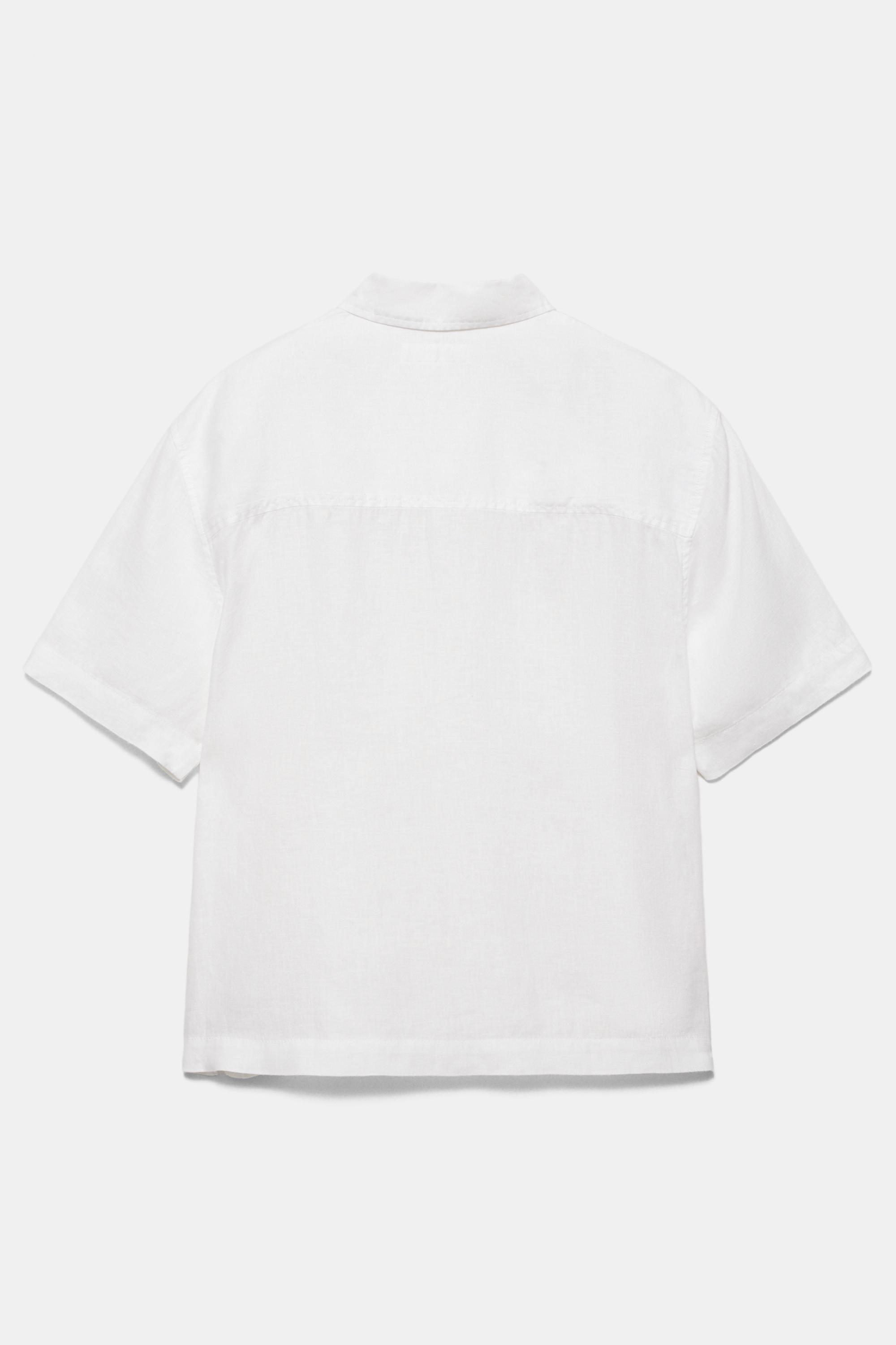 100% linen short sleeve shirt — Off white