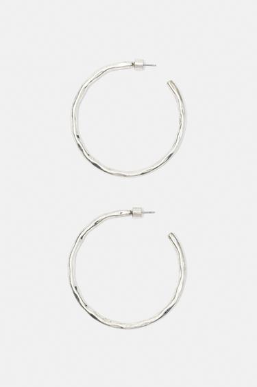 Textured hoop earrings — Silver 3