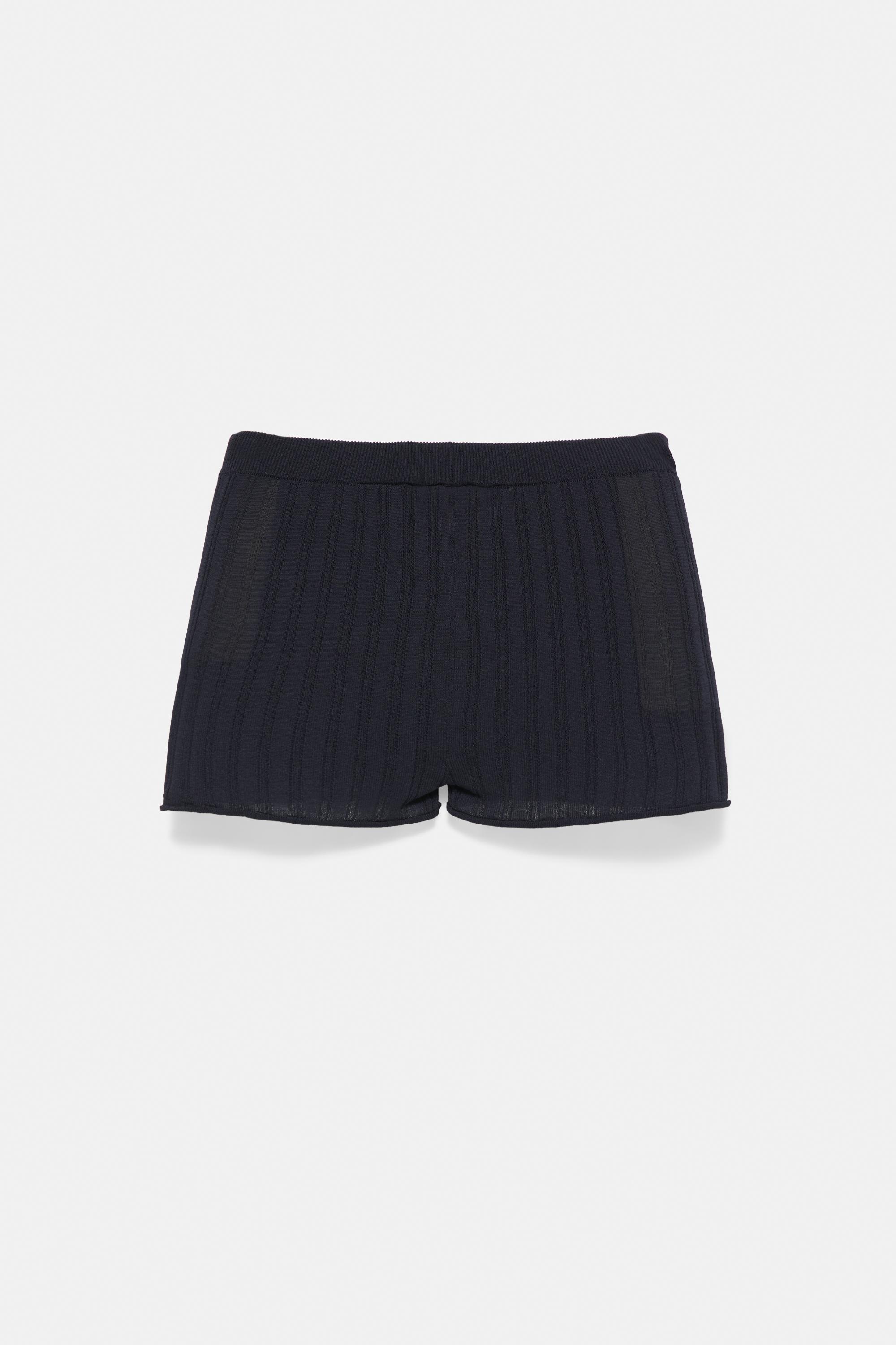 Ribbed knit shorts — Navy