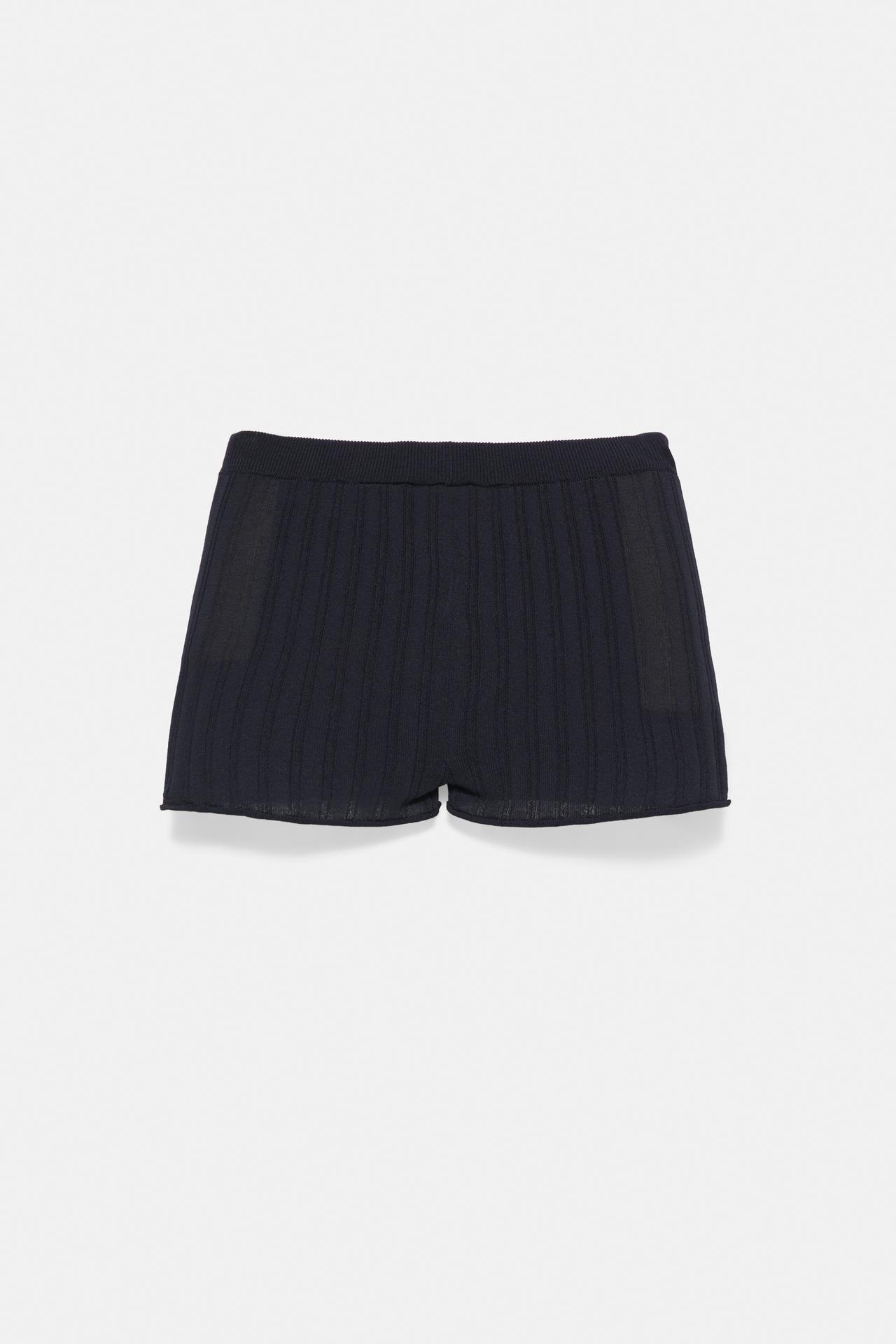 Ribbed knit shorts — Navy
