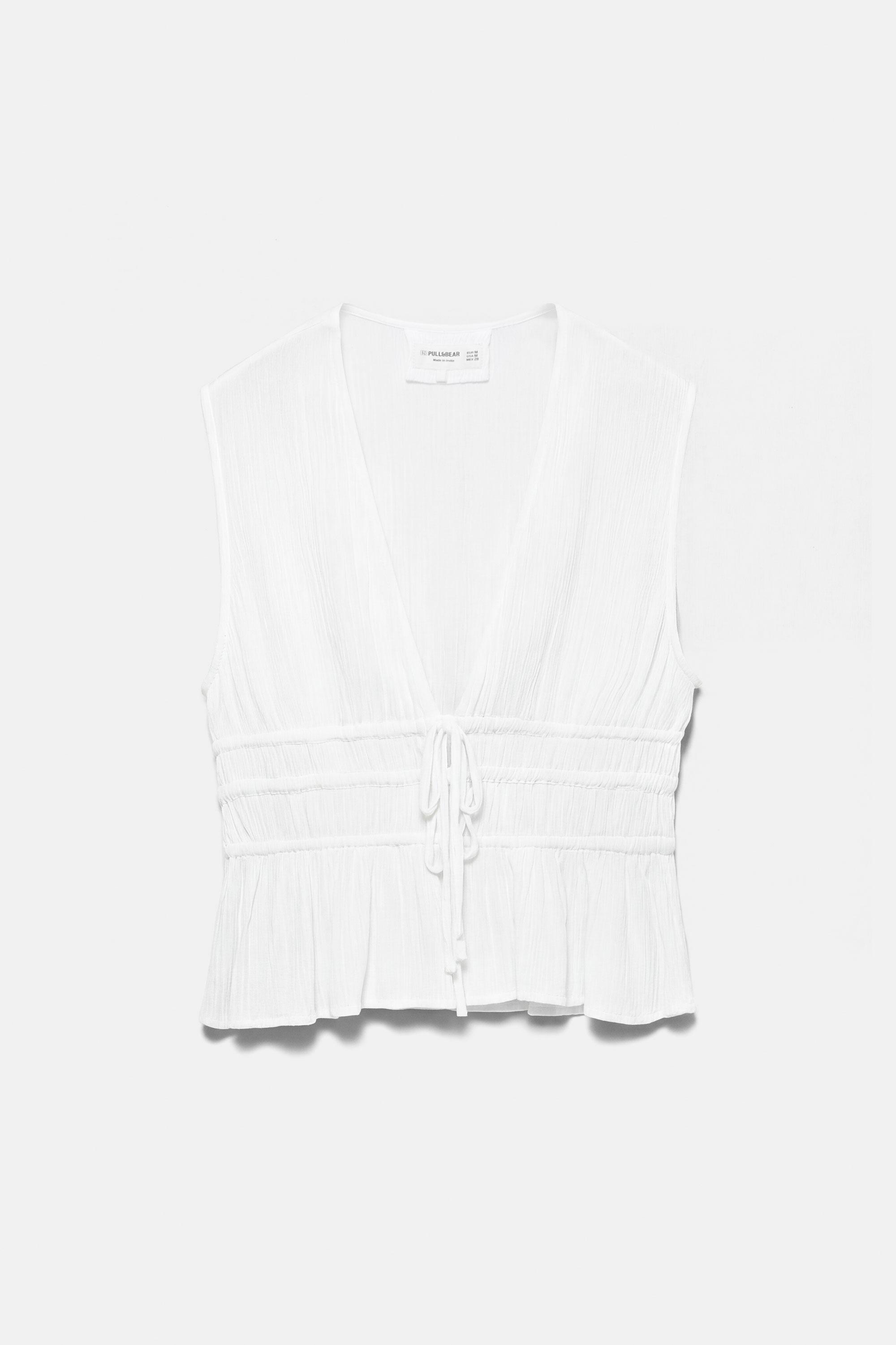 Crepe top with ties — White