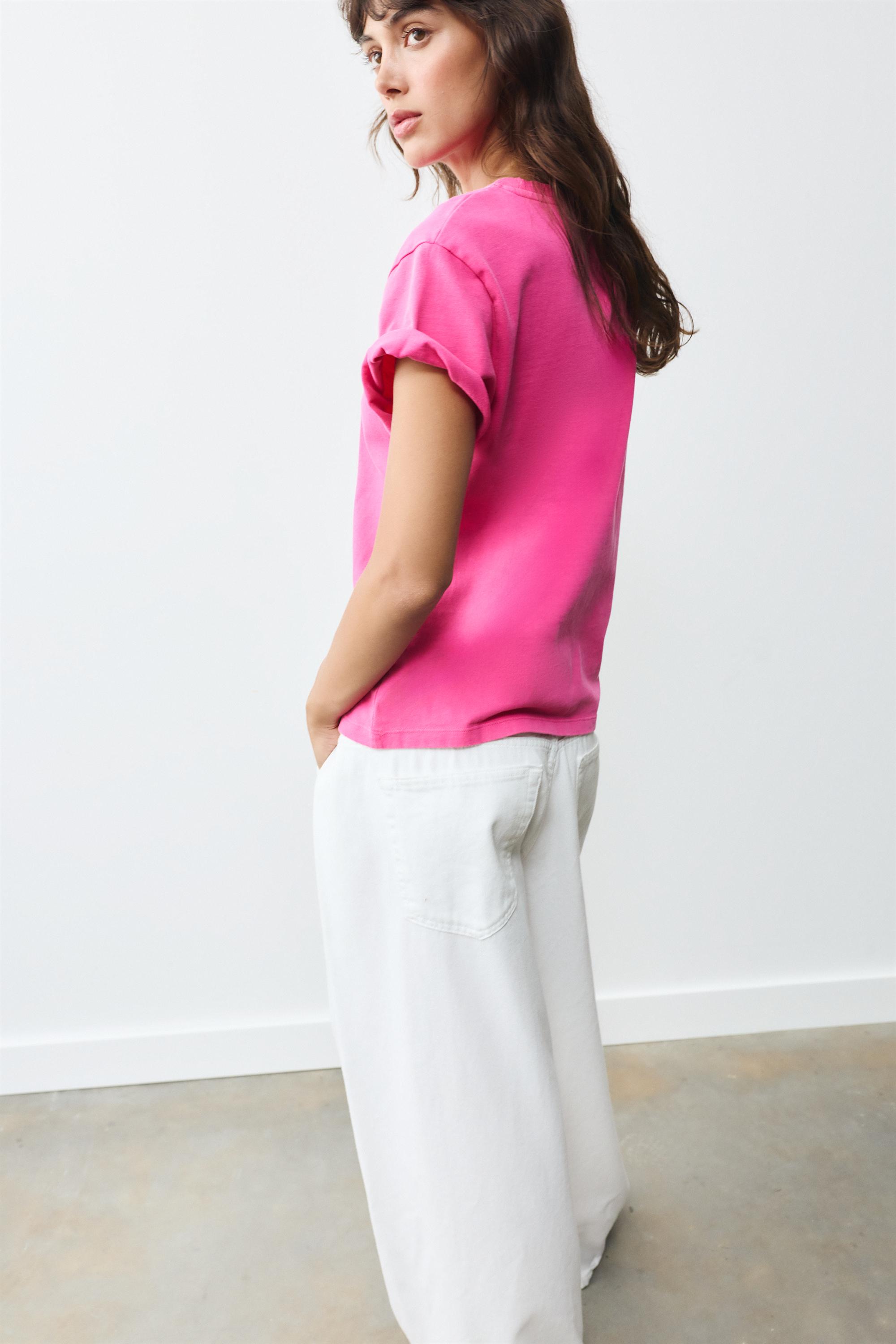 Short sleeve T-shirt 100% cotton — Fuchsia