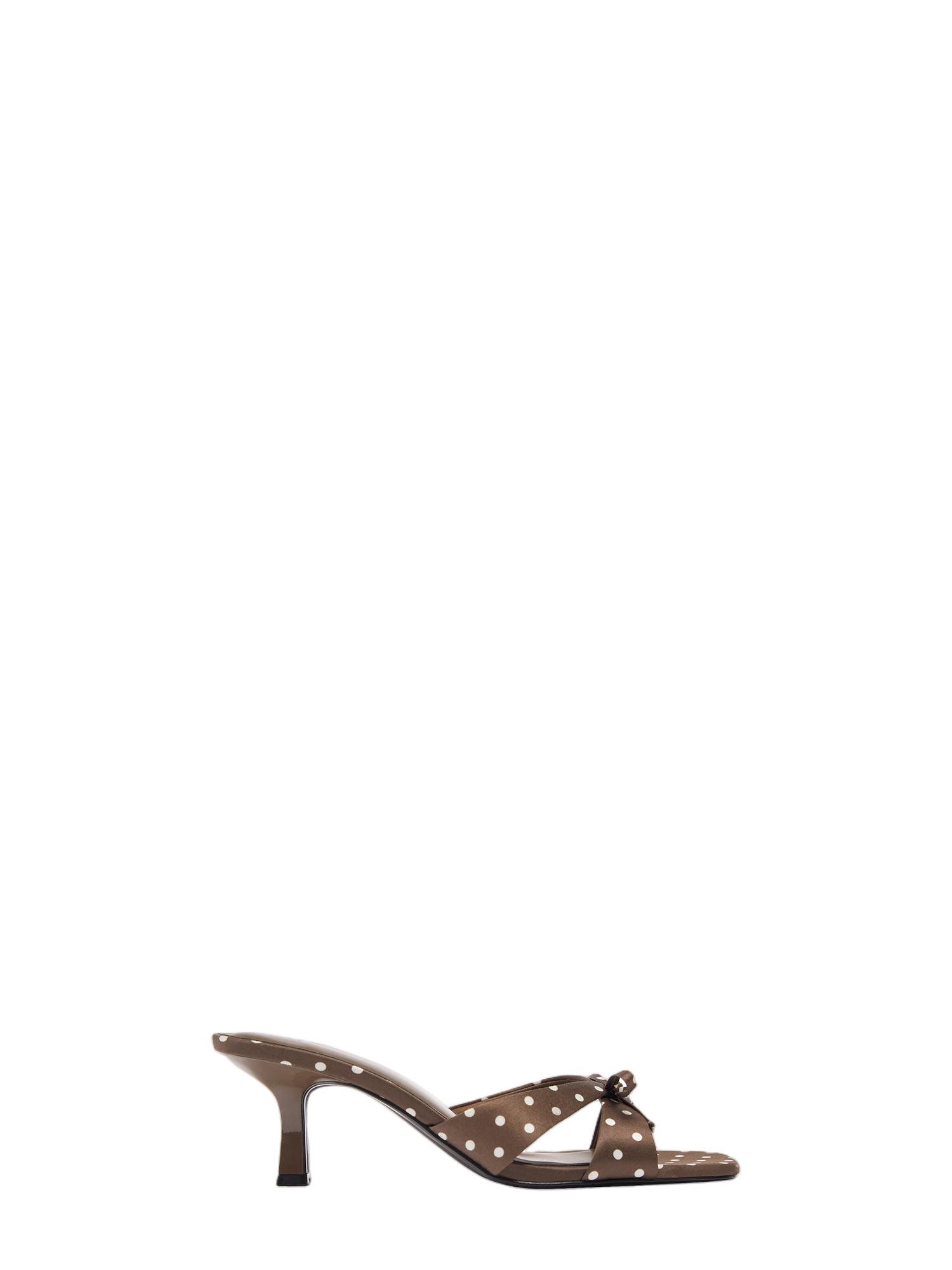 Polka dot mule high-heel sandals — Brown