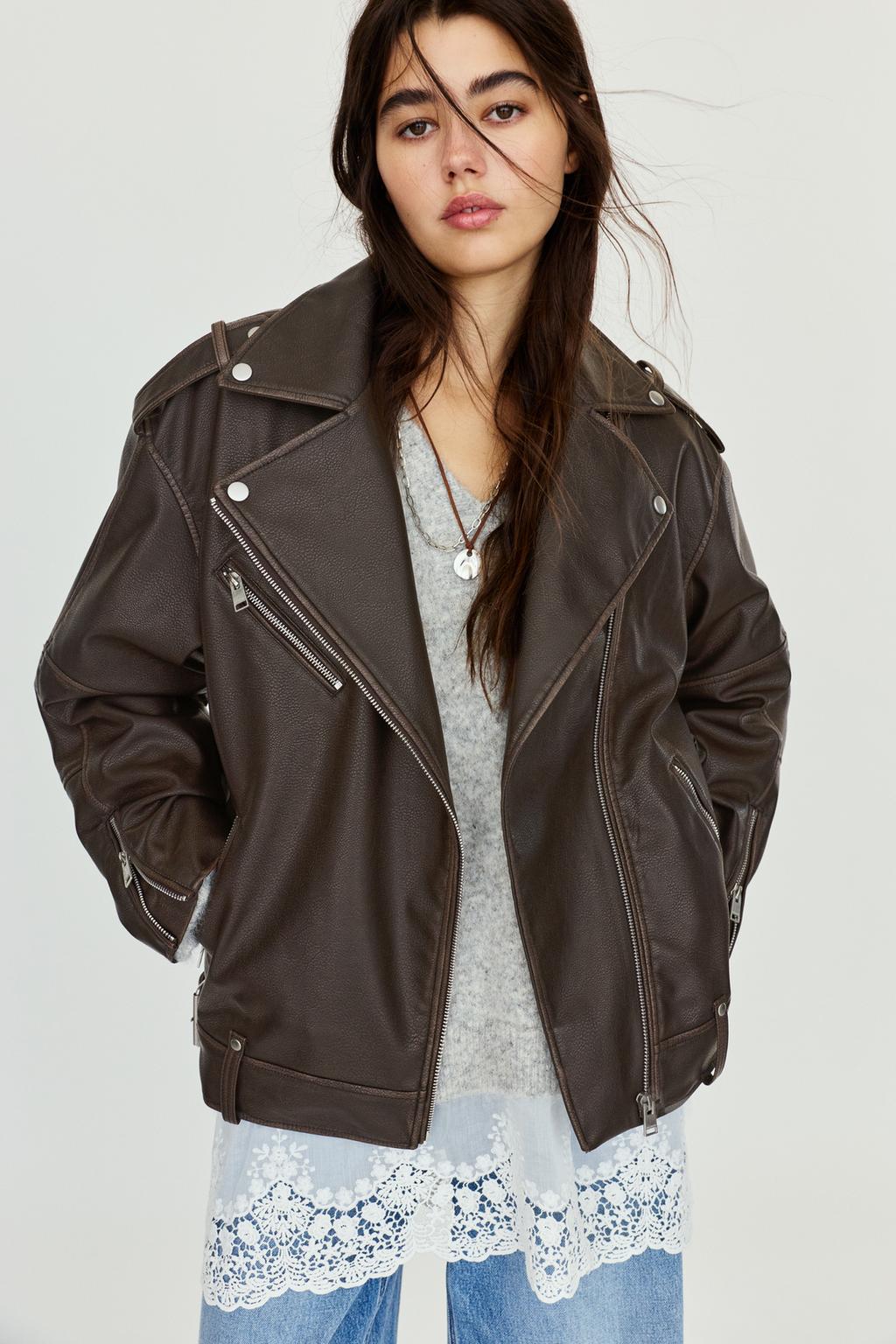 Cazadora biker efecto piel PULL&BEAR