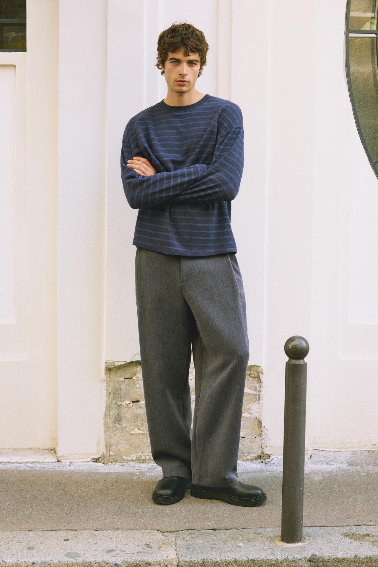 Long sleeve striped T-shirt — Navy