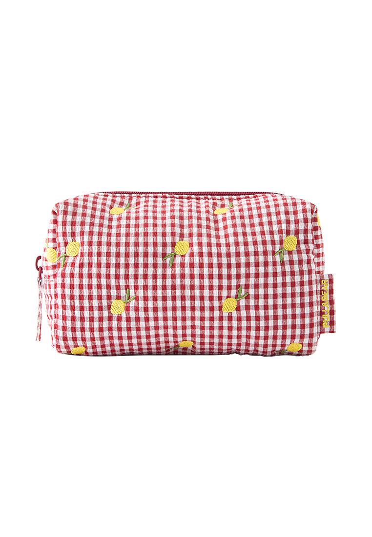 Gingham fruit wash bag — Red