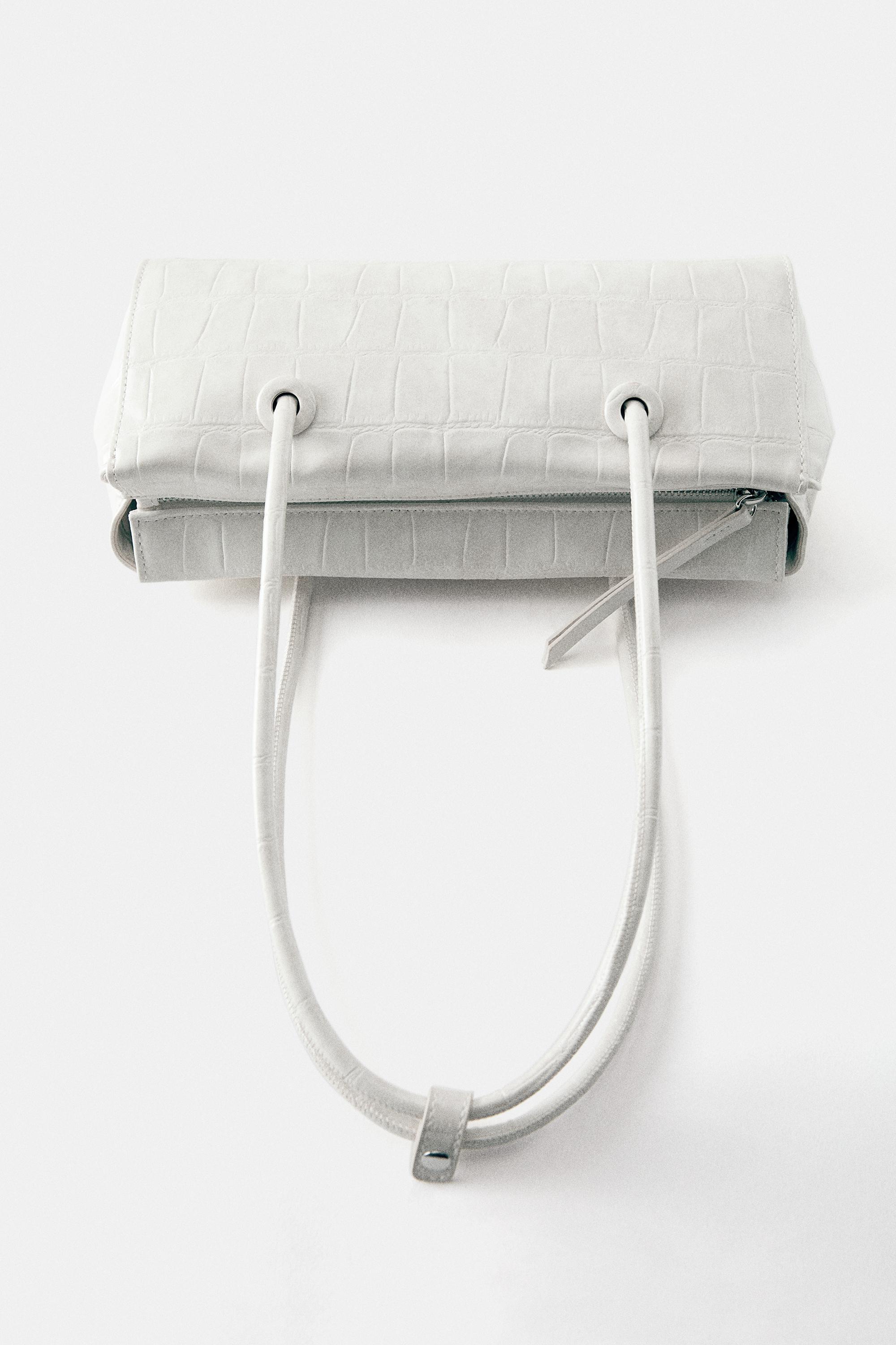 Textured shoulder bag — Ecru