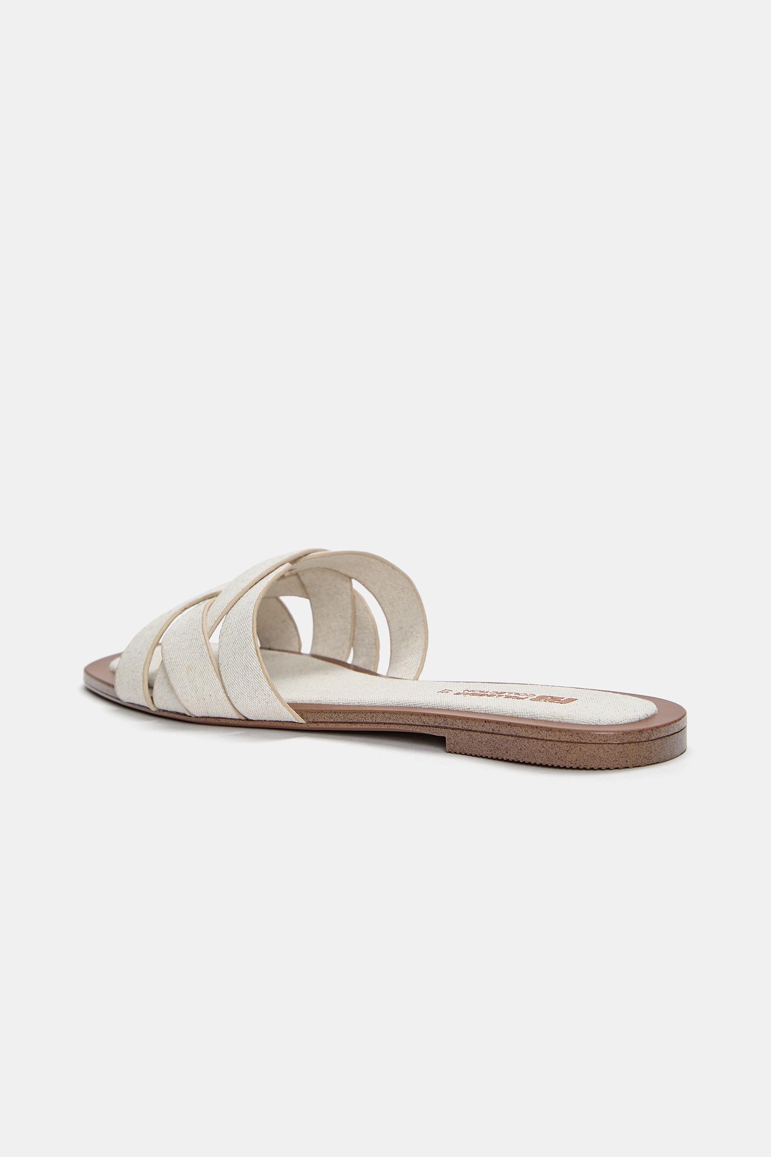 Fabric flat slider sandals — Ecru