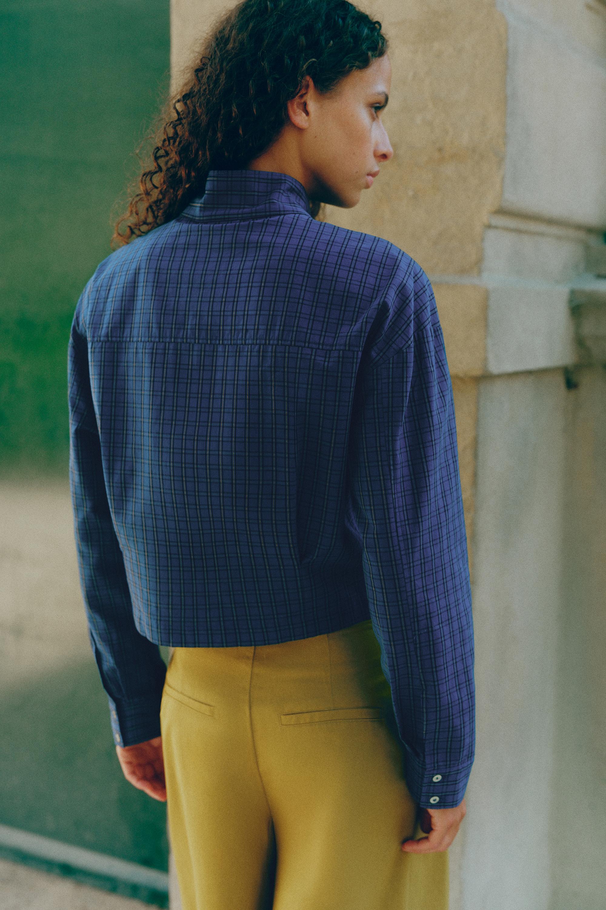 Oversize check shirt — Navy