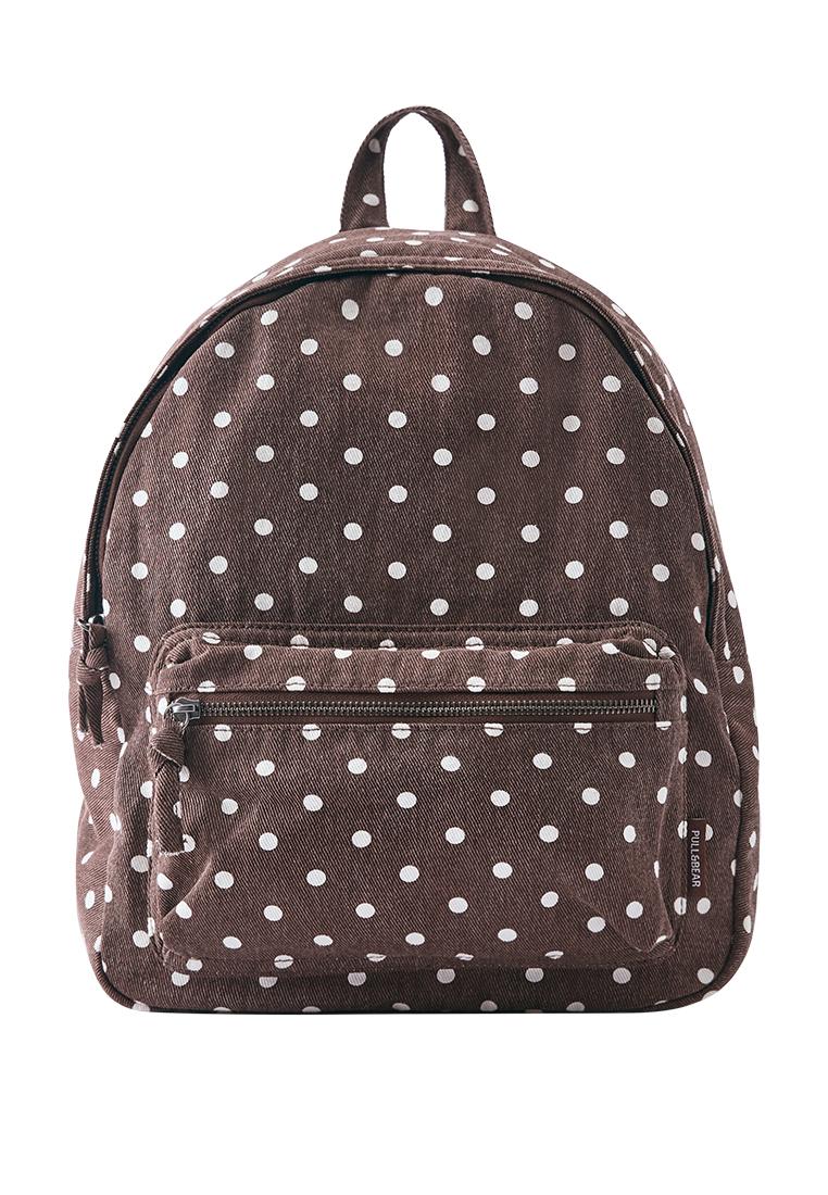 Canvas polka dot backpack — Brown