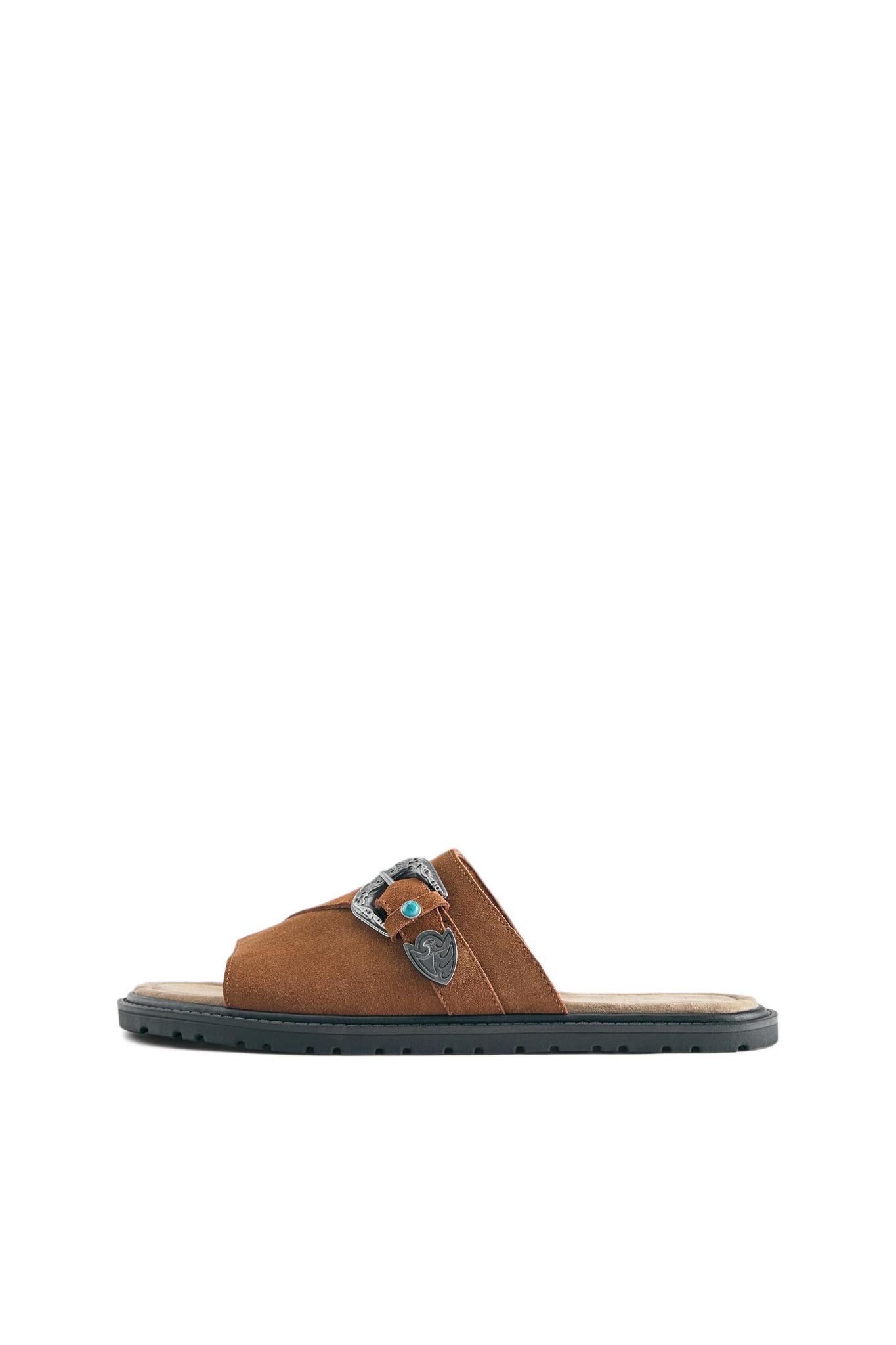 Leather cowboy sandals — Brown