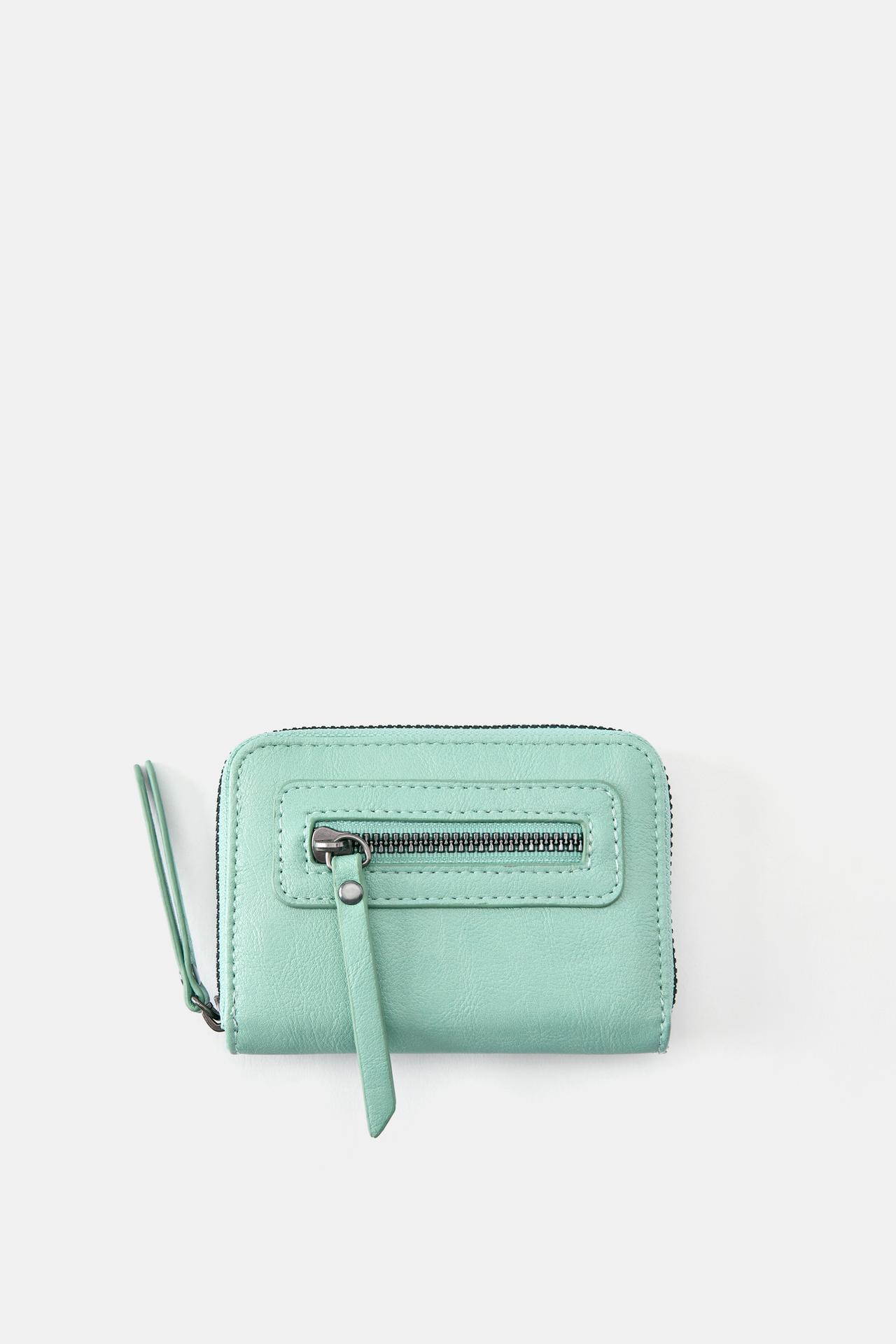 Suede zip wallet — Blue