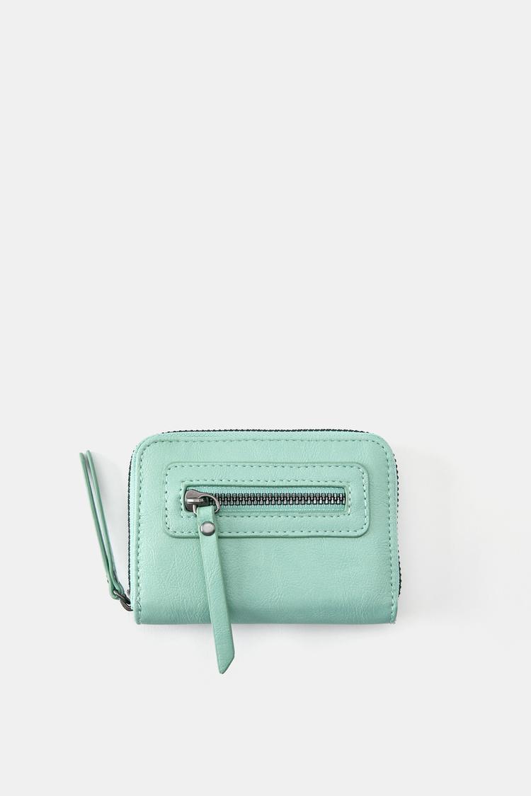 Suede zip wallet — Blue