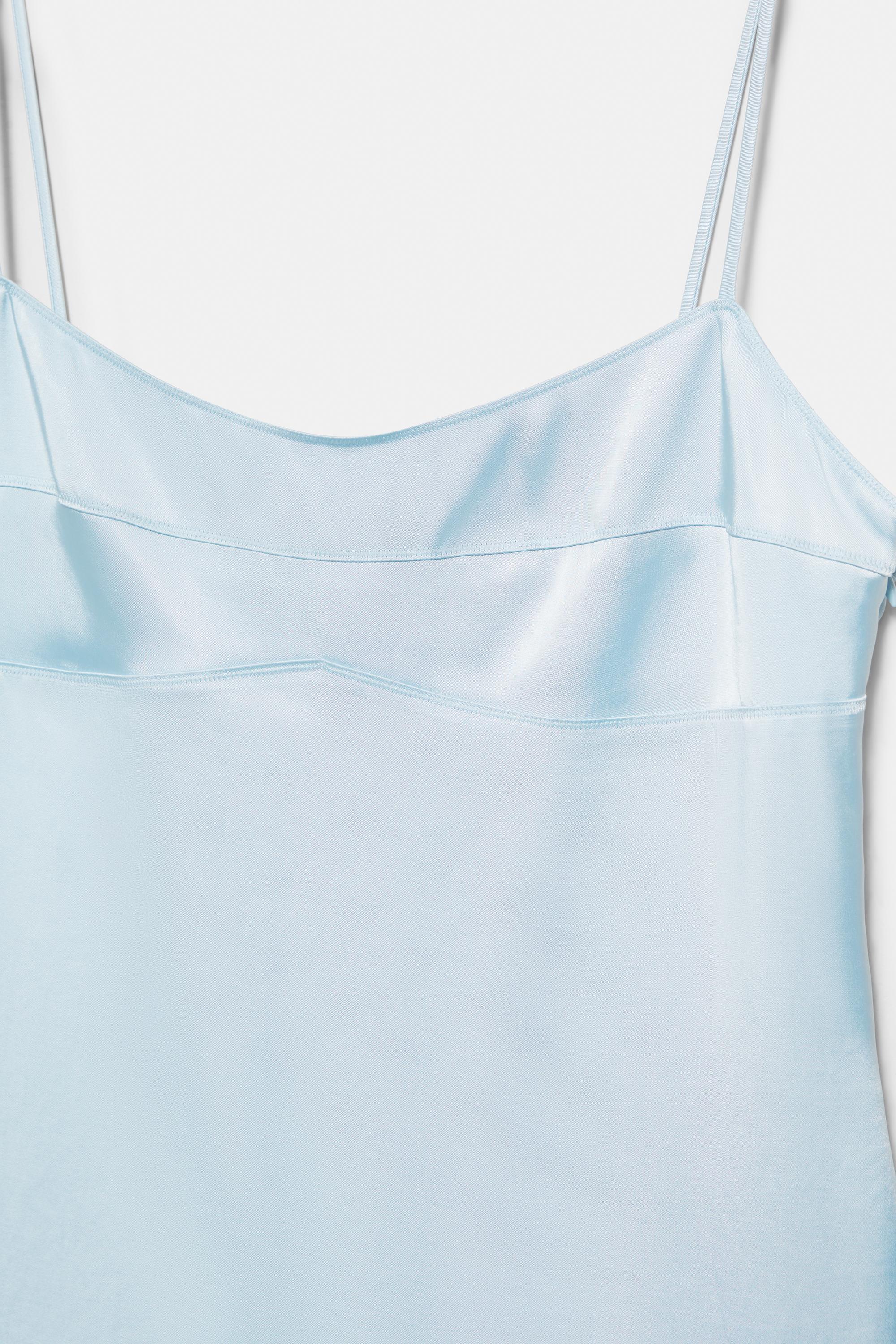Satin strappy midi dress — Sky blue