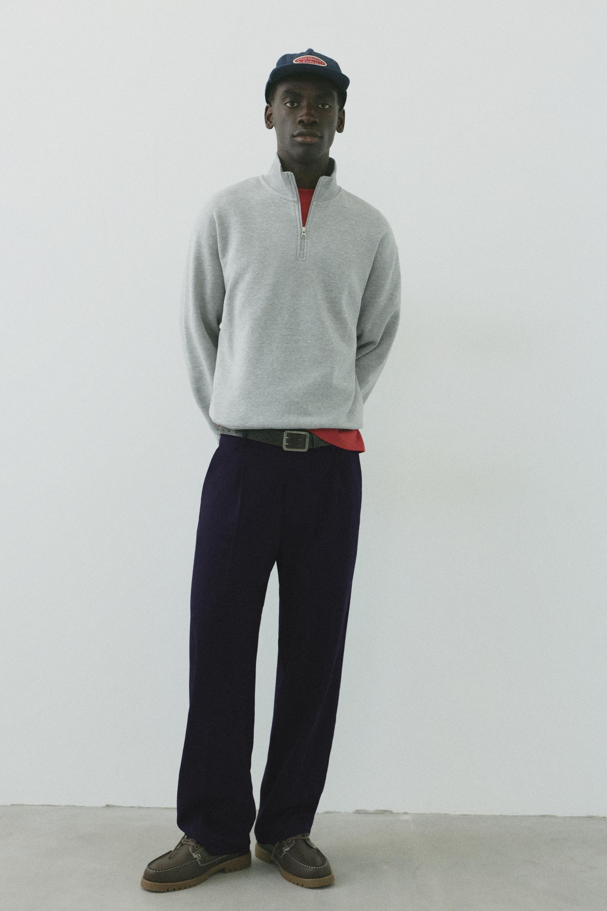 Wide-leg tailored trousers — Navy