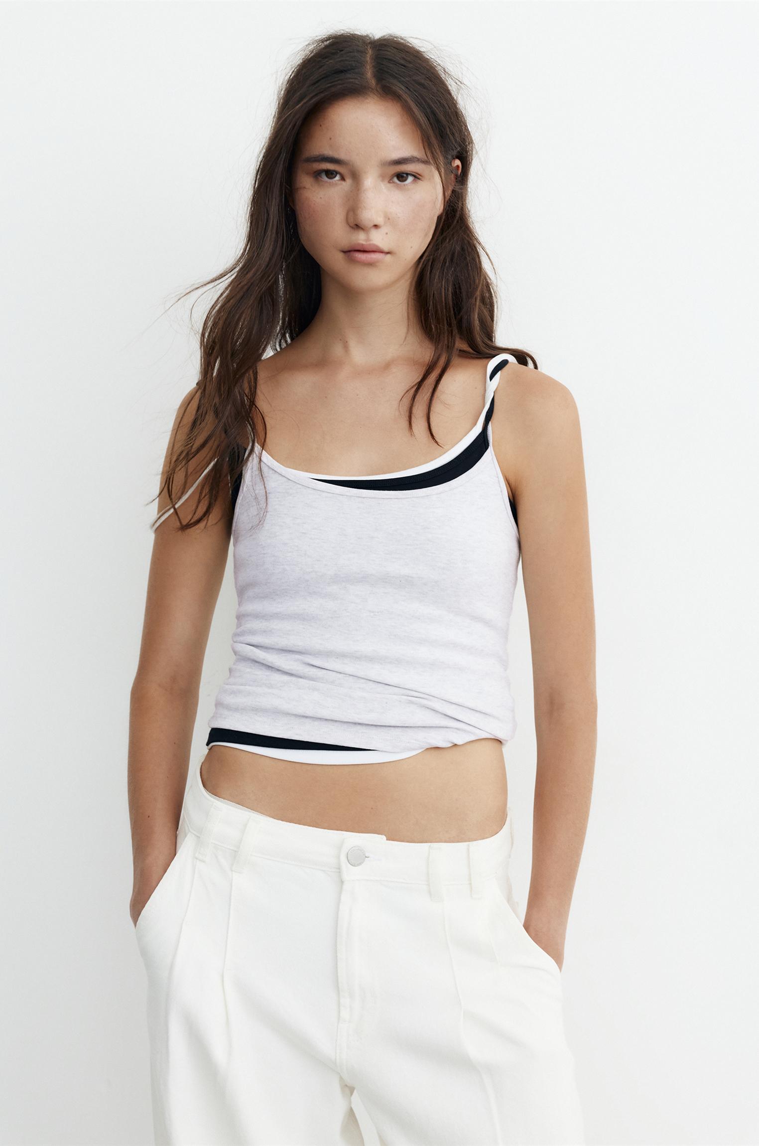 Thin strap top — Grey marl
