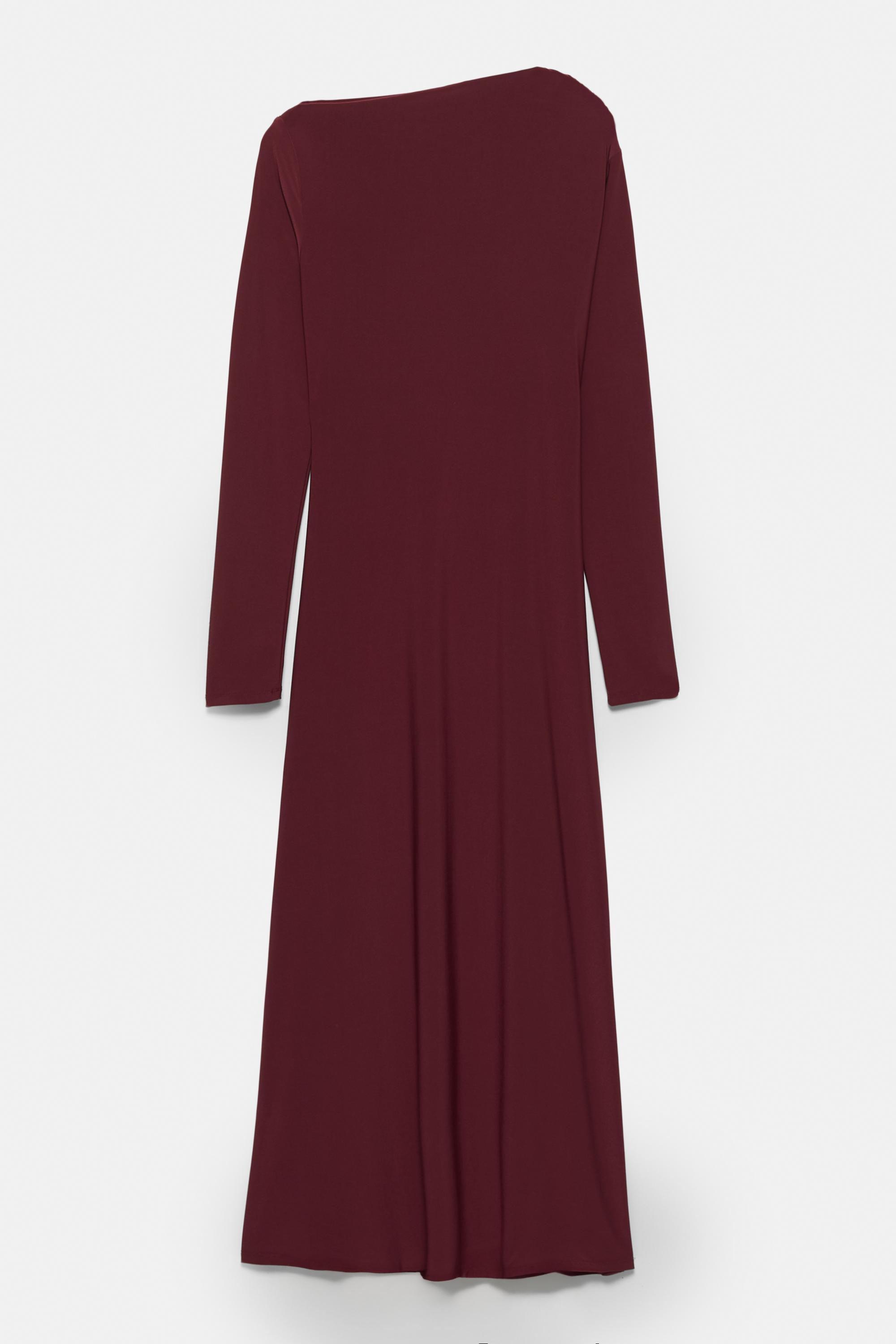 Soft draped midi dress — Burgundy