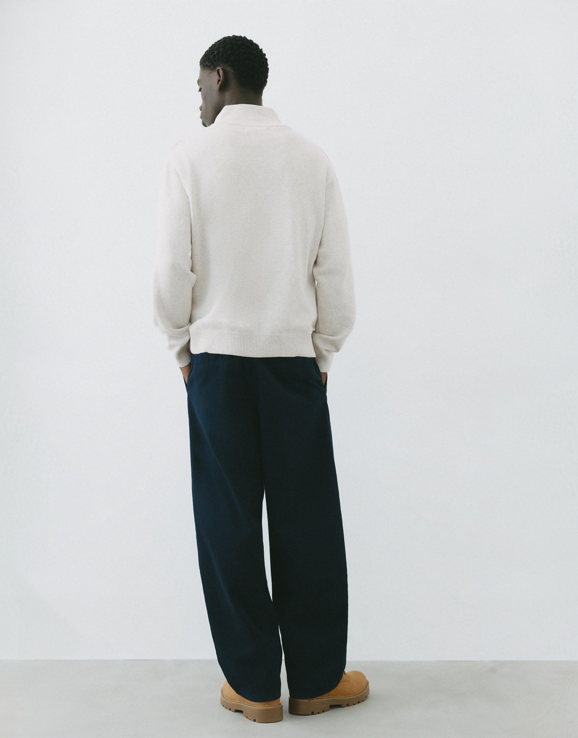 Embroidered quarter-zip sweatshirt — Grey marl
