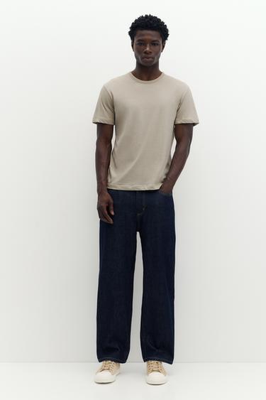Slim fit basic T-shirt — Sand 4