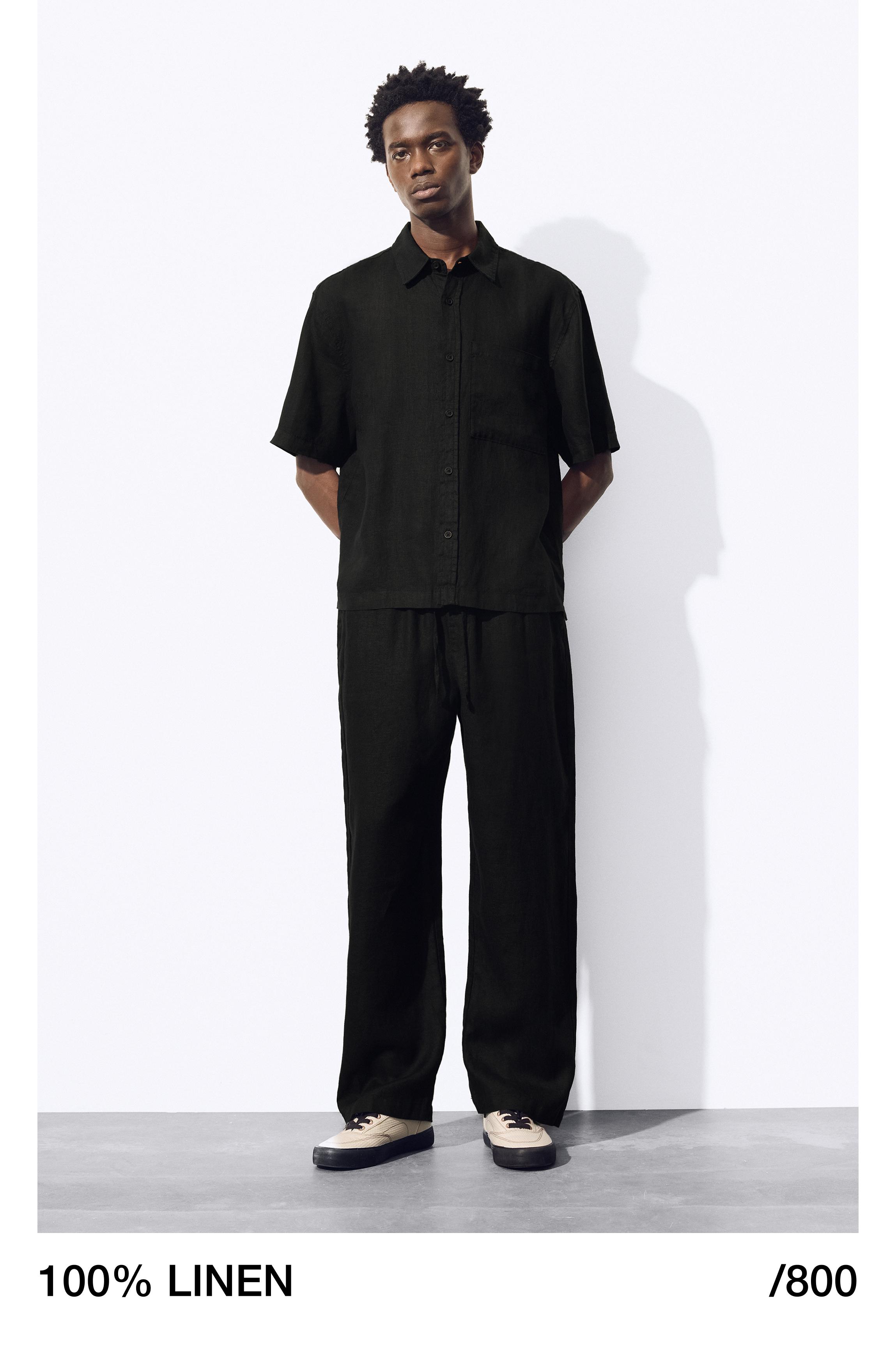 100% linen jogger trousers — Black