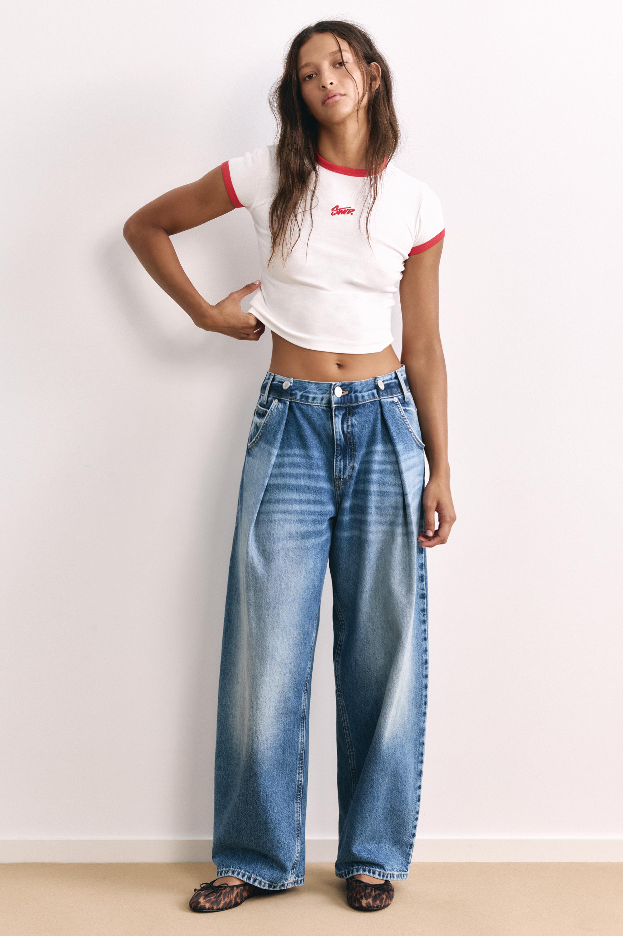 Pleated balloon-fit baggy jeans — Dark blue