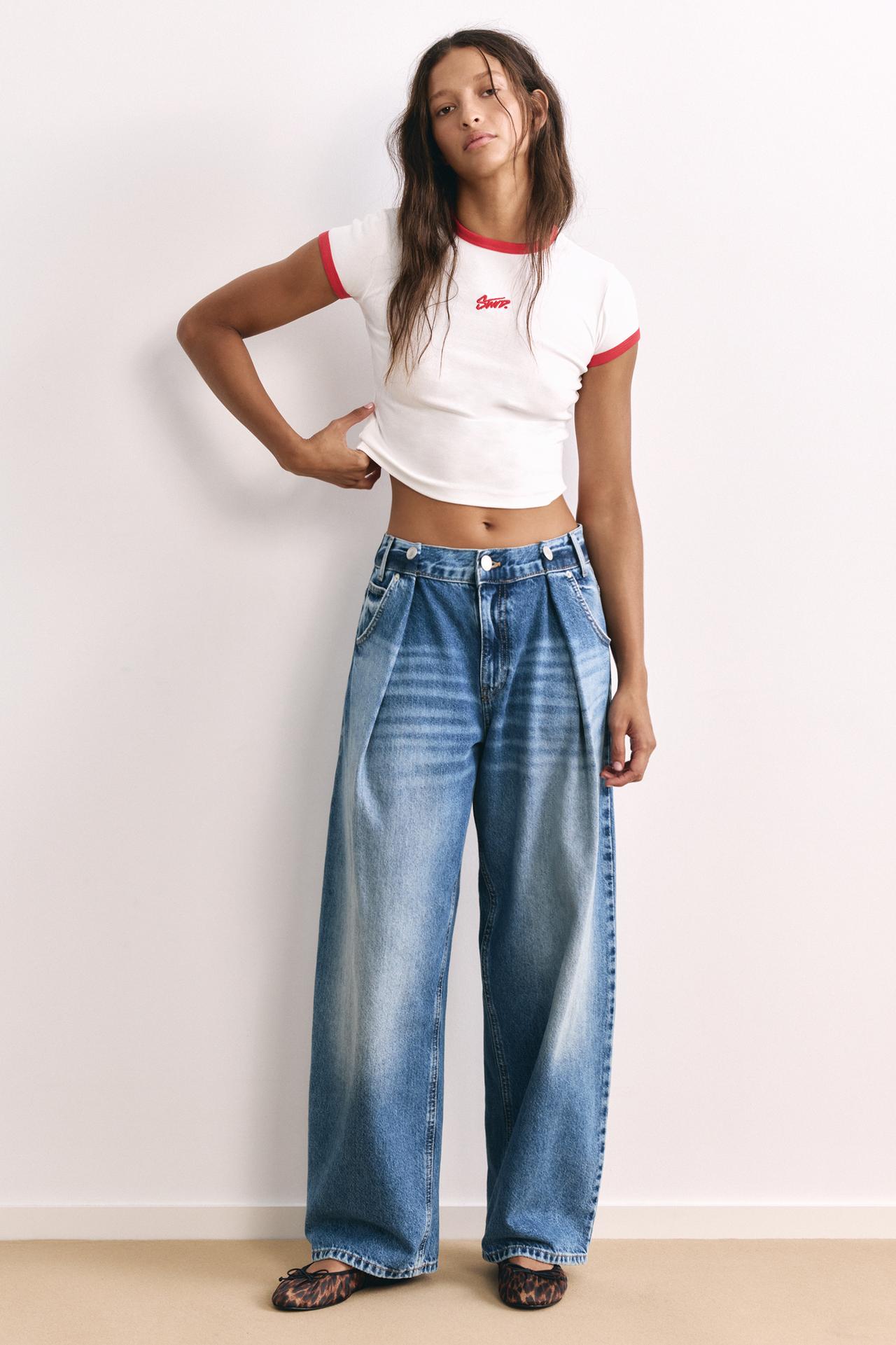 Pleated balloon-fit baggy jeans — Dark blue