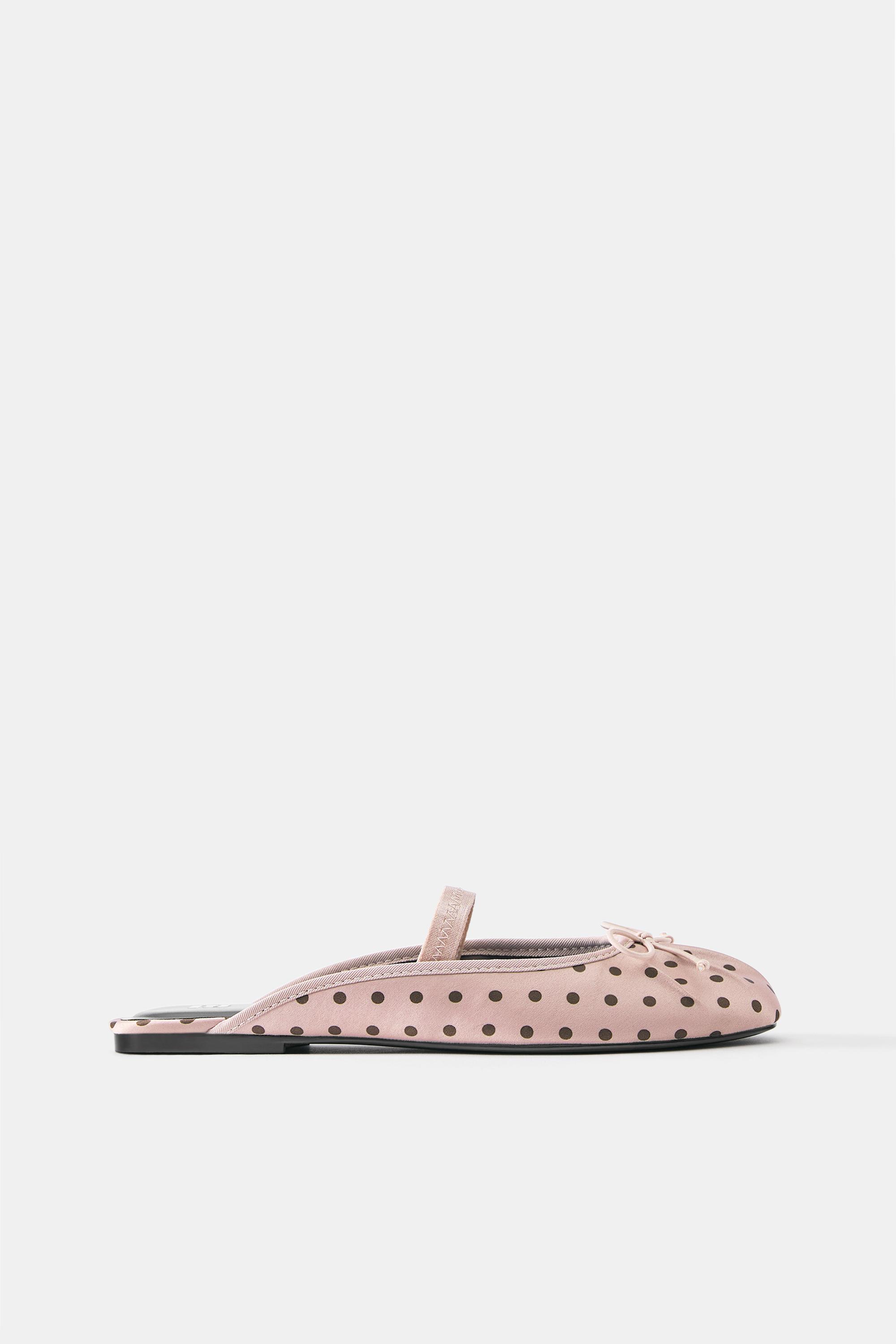Polka dot slingback ballet flats — Pink